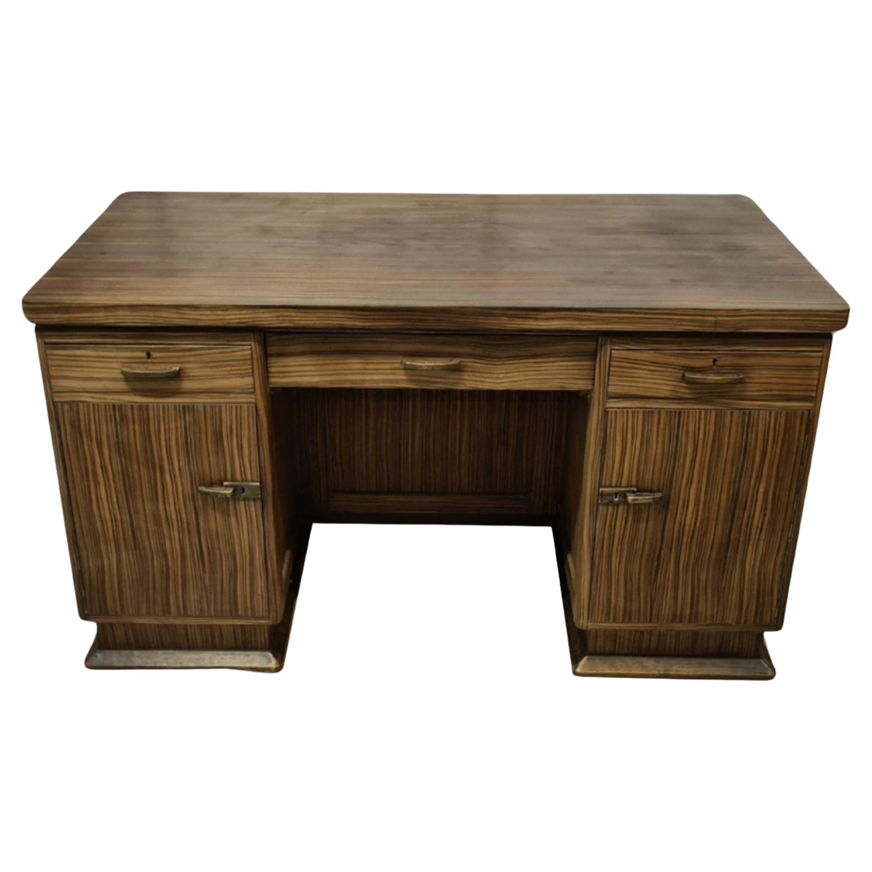 Executive desk in Macassar ebony by Pander & zn, Netherlands 1930s For Sale