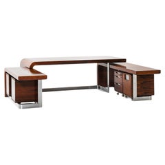 Executive Desk in Rosewood and Steel by Posborg & Meyhoff, 1970s