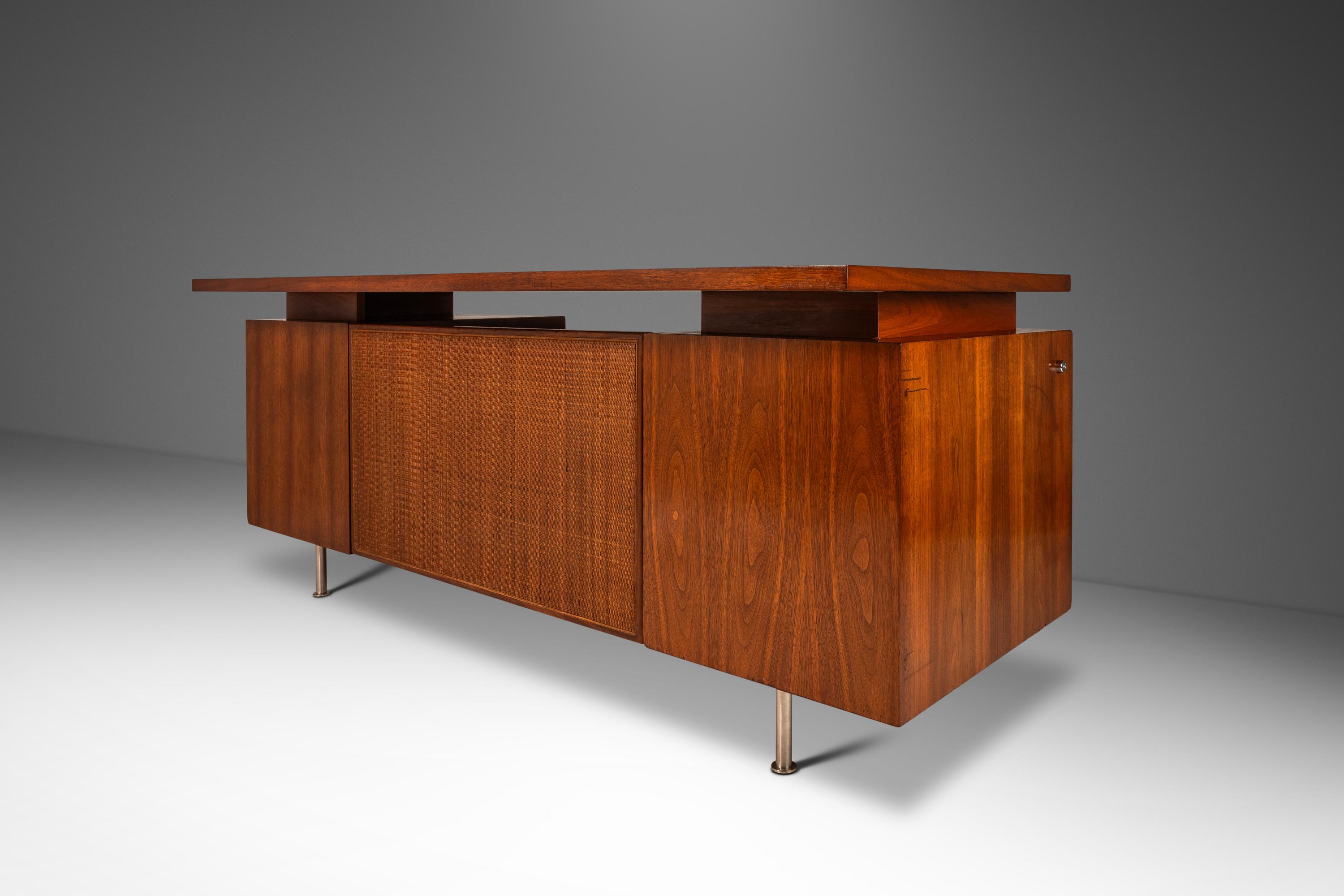 Executive Desk in Walnut by George Nelson for Herman Miller, USA, c. 1960's In Good Condition In Deland, FL