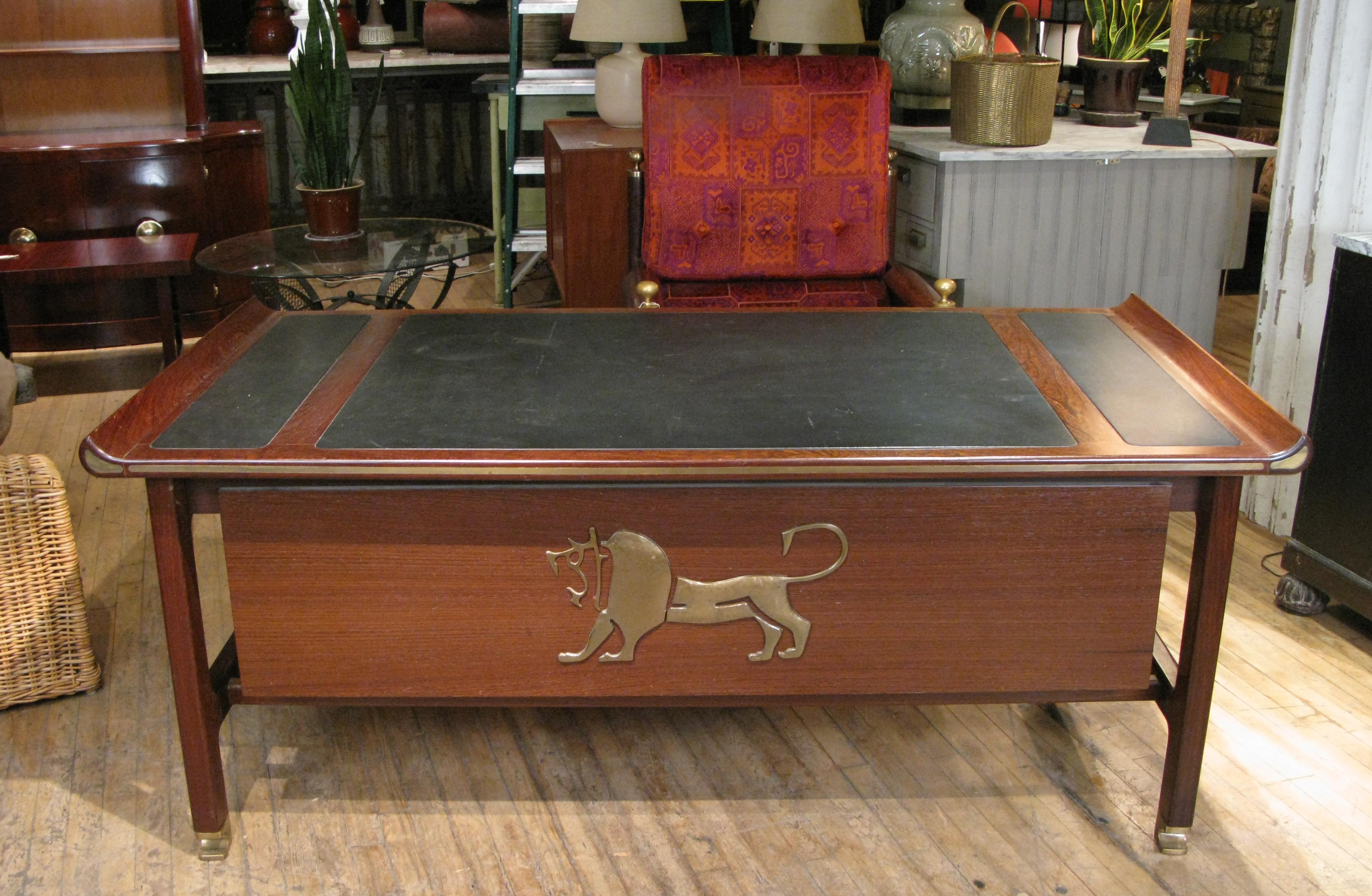 Executive Desk in Wenge and Brass by Kofod Larsen 6