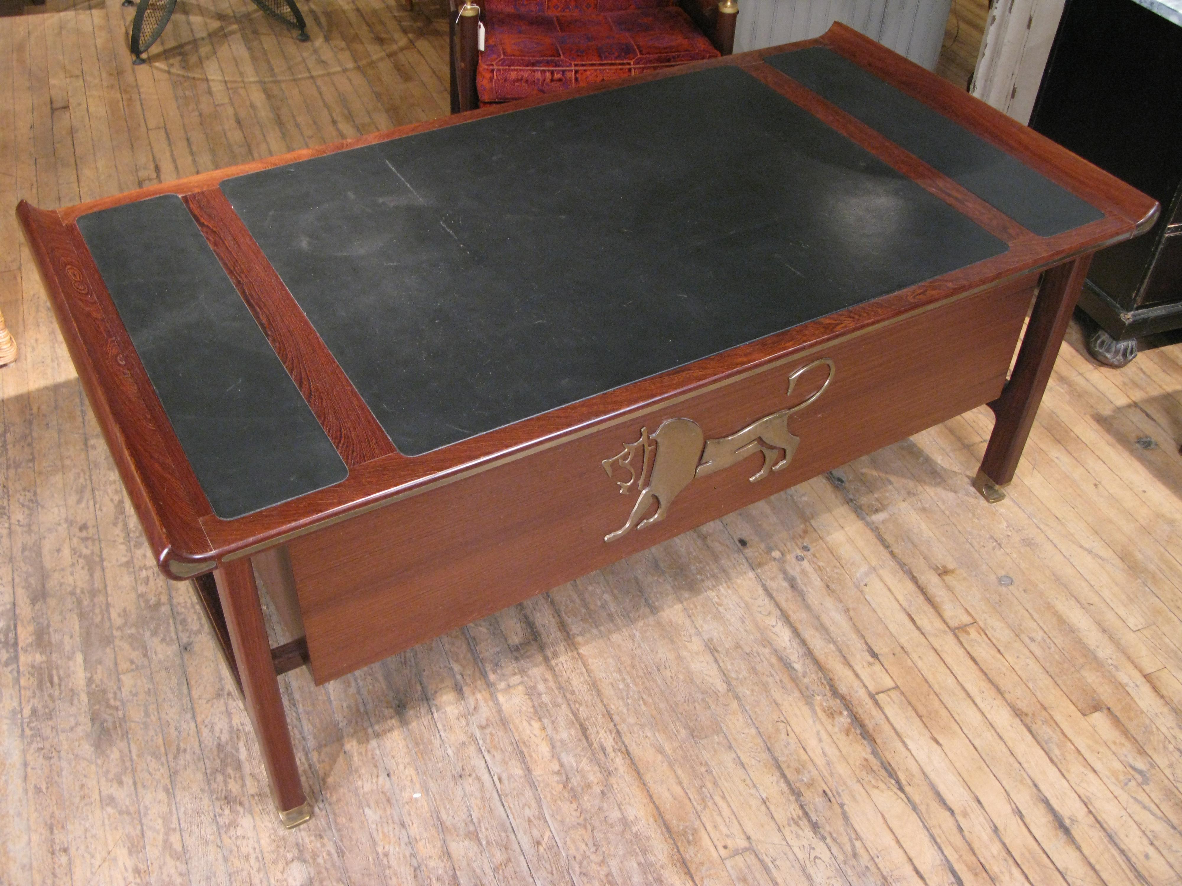 Executive Desk in Wenge and Brass by Kofod Larsen 1