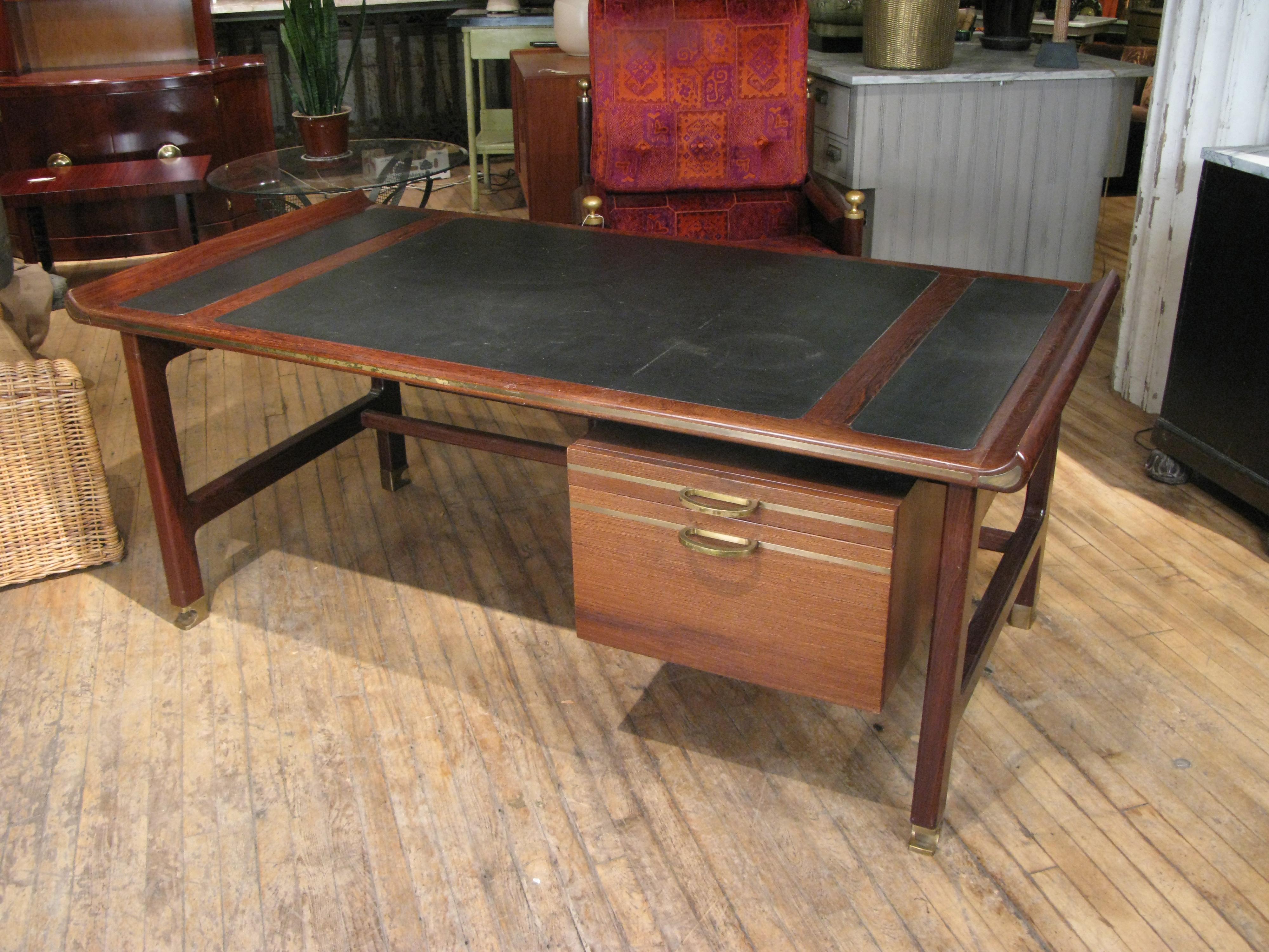 Executive Desk in Wenge and Brass by Kofod Larsen 2