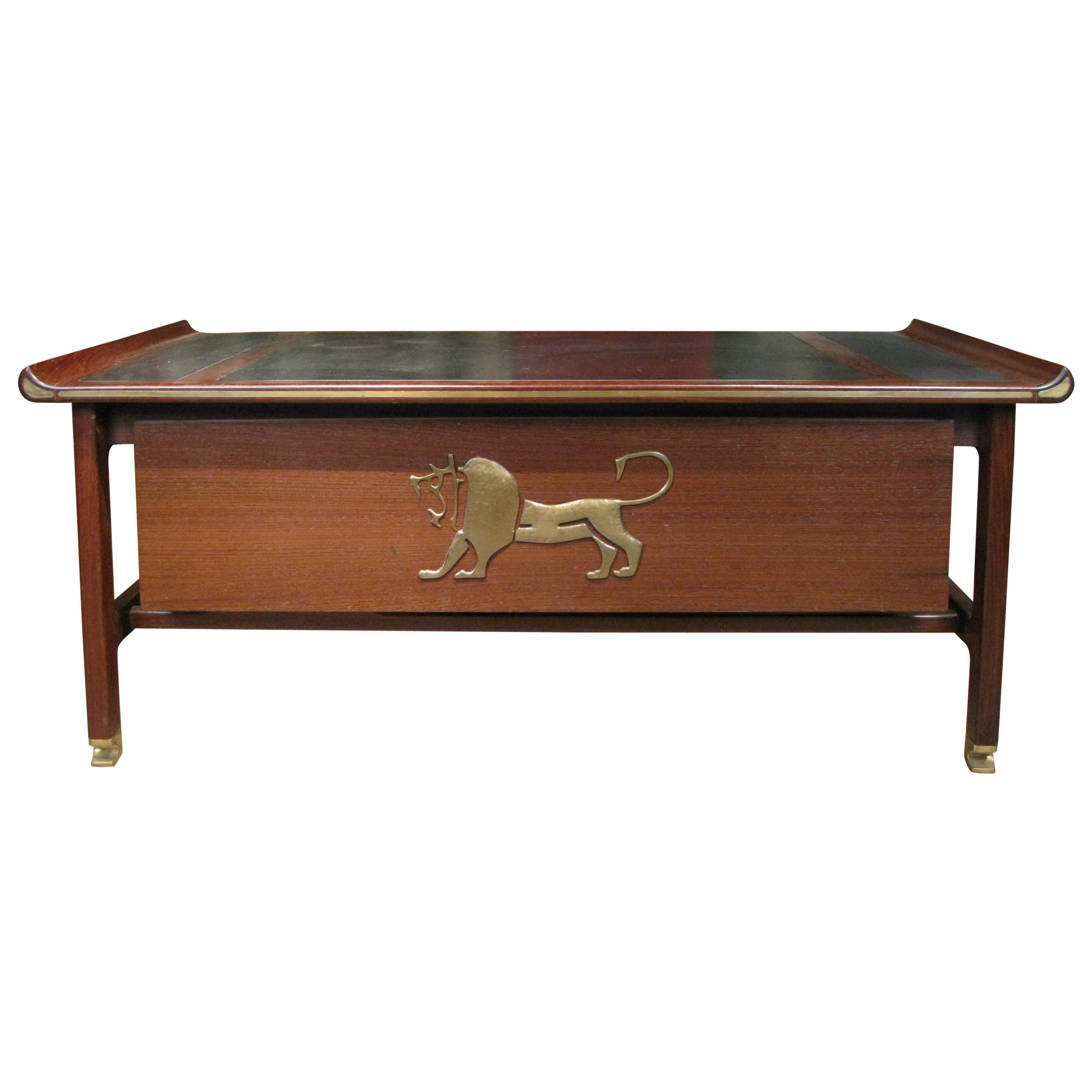 Executive Desk in Wenge and Brass by Kofod Larsen