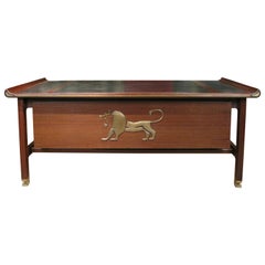 Executive Desk in Wenge and Brass by Kofod Larsen