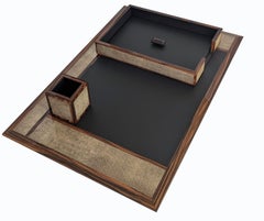 Executive Desk Set Shagreen, Macassar – Desk Pad, Document Tray & lid, Pen Box