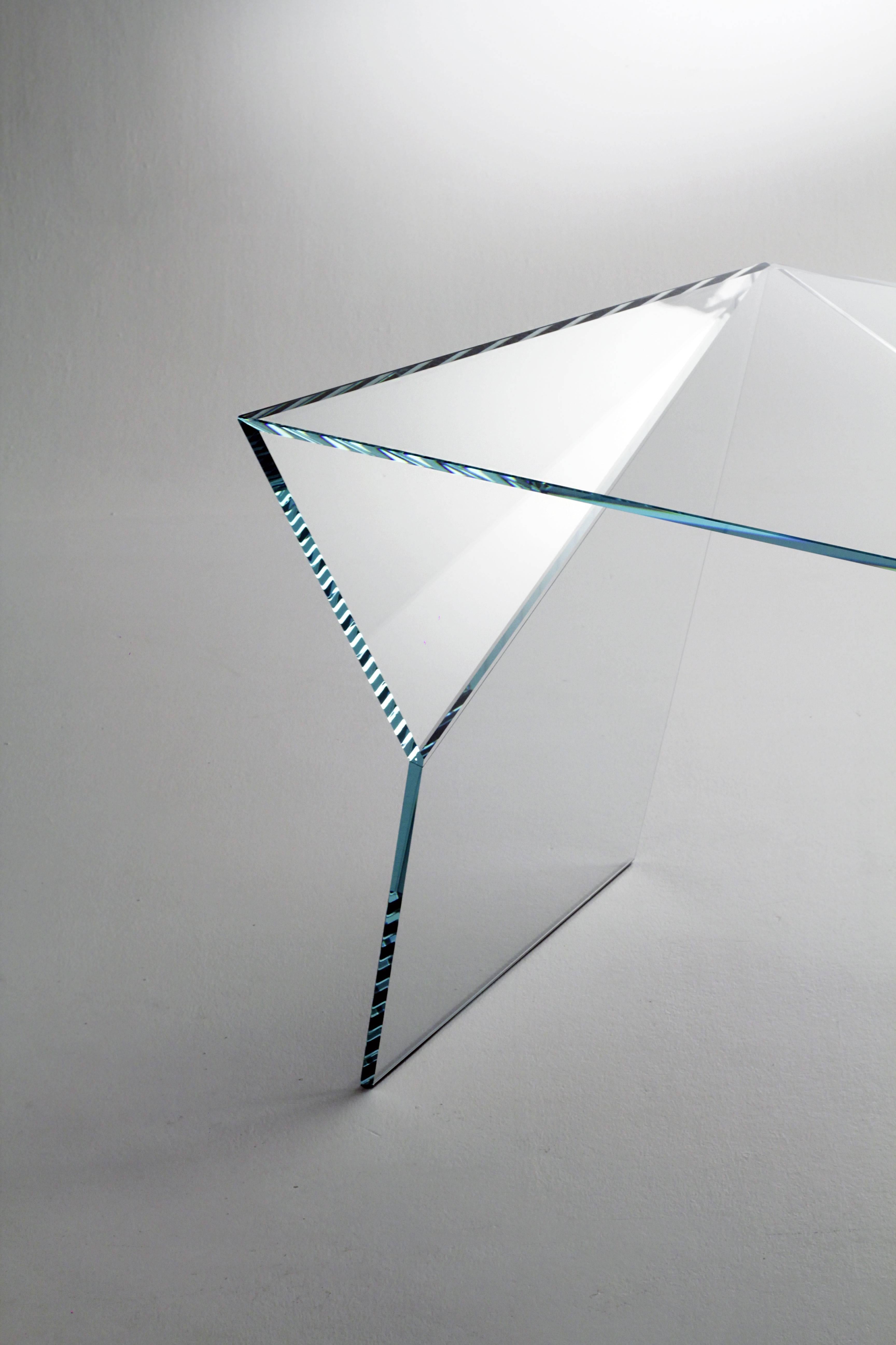 Table de bureau ou d'écriture géométrique en verre et cristal, design de collection fait à la main, Italie Neuf - En vente à Ancona, Marche