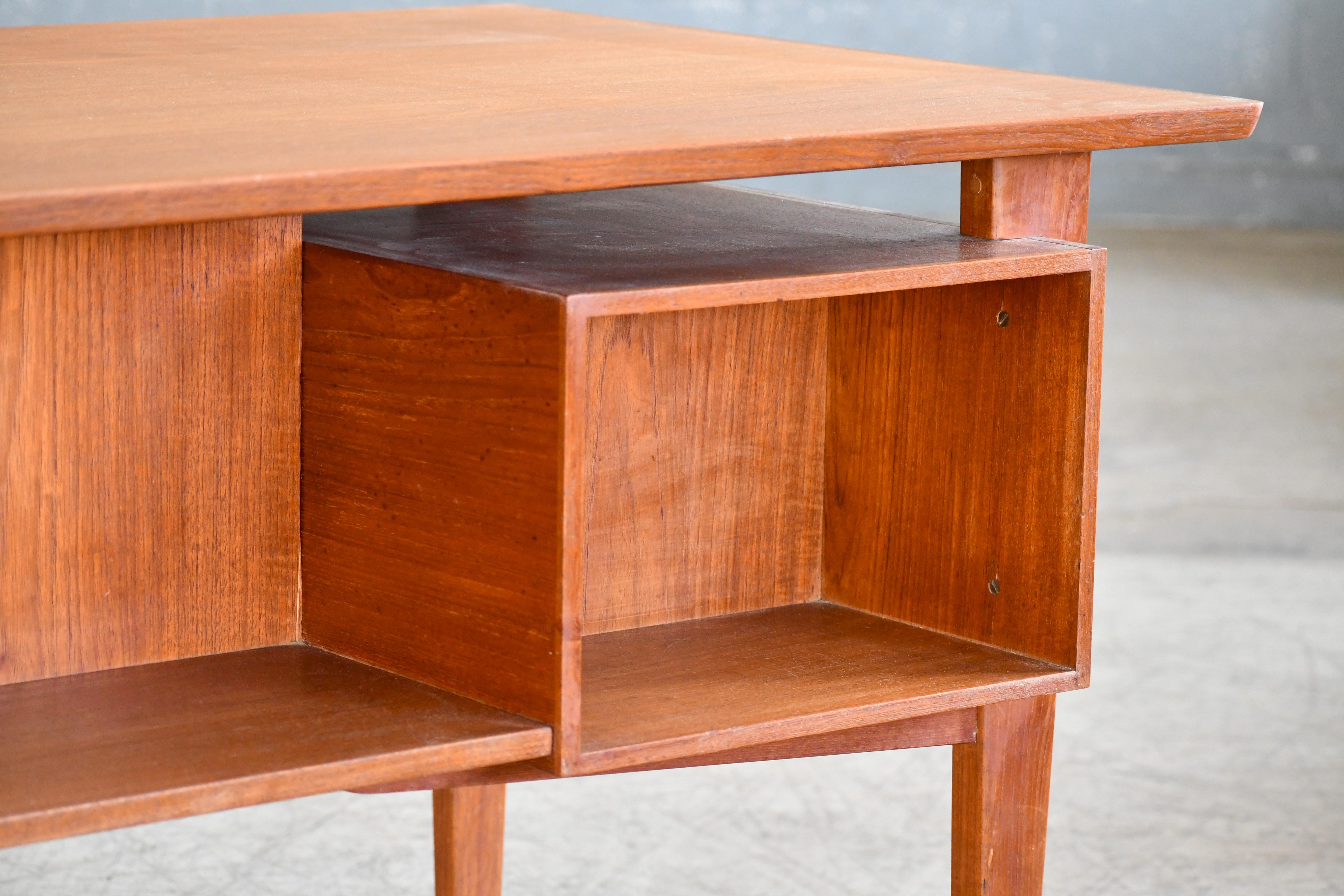 Executive Desk with Floating Top in Teak Near Mint Condition, Denmark 1960s For Sale 4