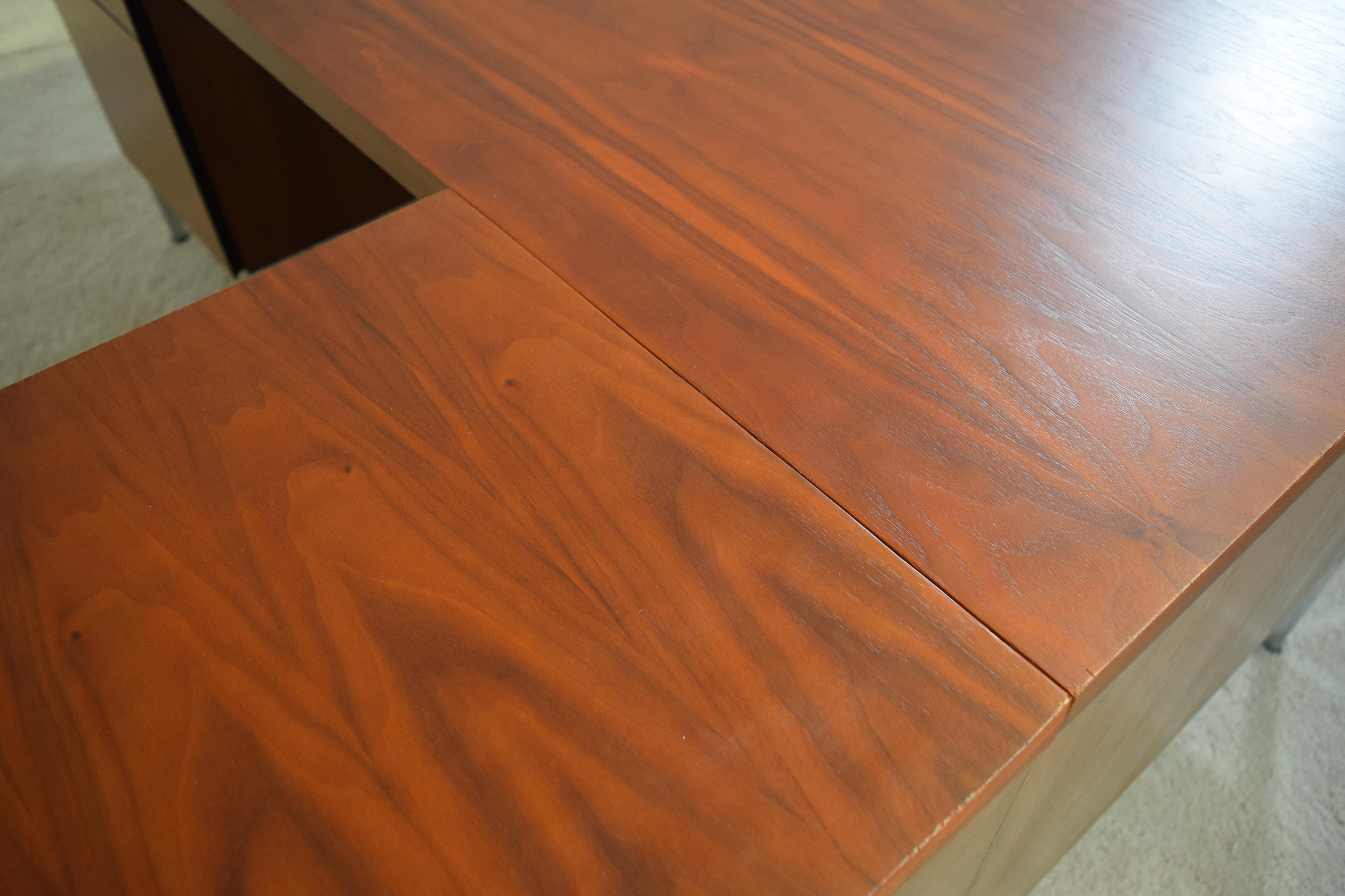 Mid-20th Century Executive Knoll Walnut Desk with Return