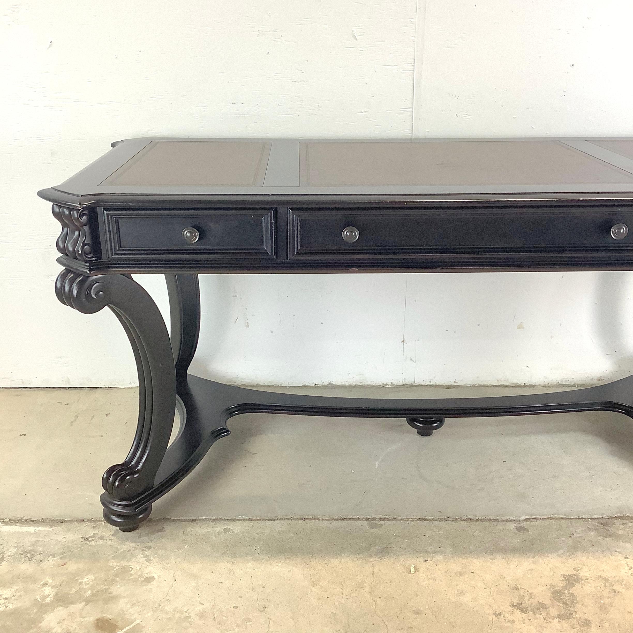 Empire Revival Executive Leather Top Trestle Desk by Hooker Furniture