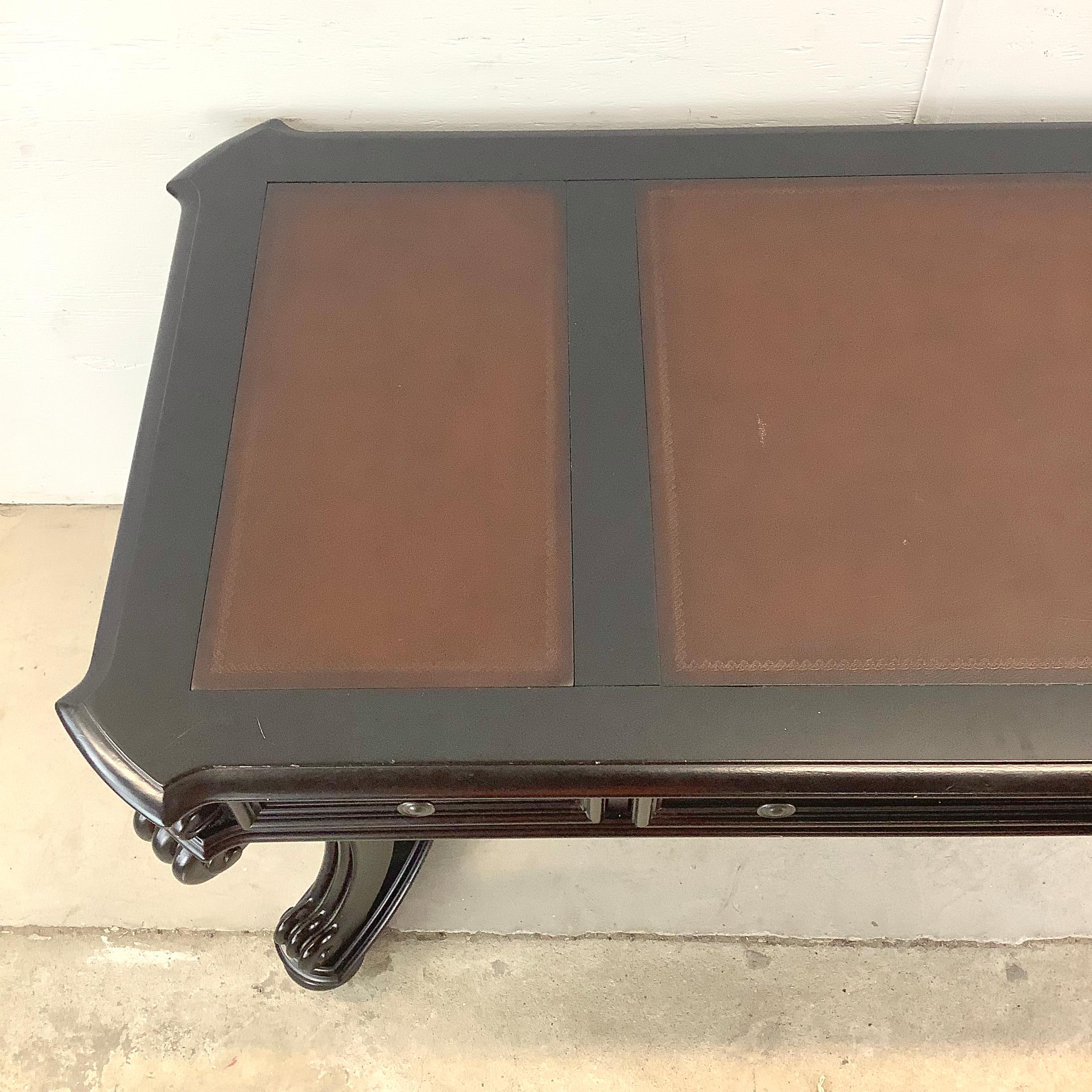 Executive Leather Top Trestle Desk by Hooker Furniture In Good Condition In Trenton, NJ