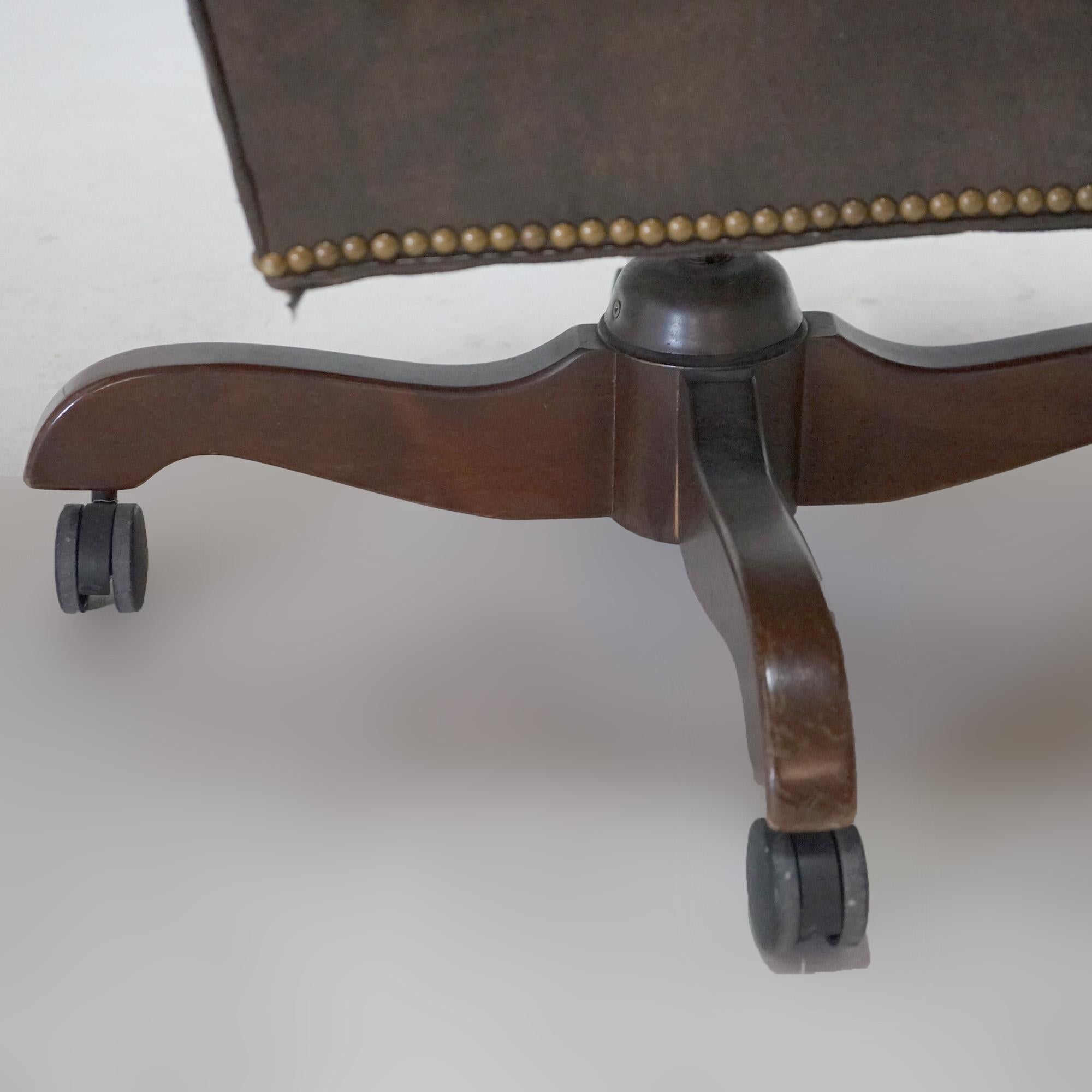 Executive Office Swivel Desk Chair, Faux Leather, 20th C For Sale 3