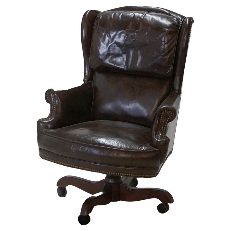 Executive Office Swivel Desk Chair, Faux Leather, 20th C For Sale at 1stDibs