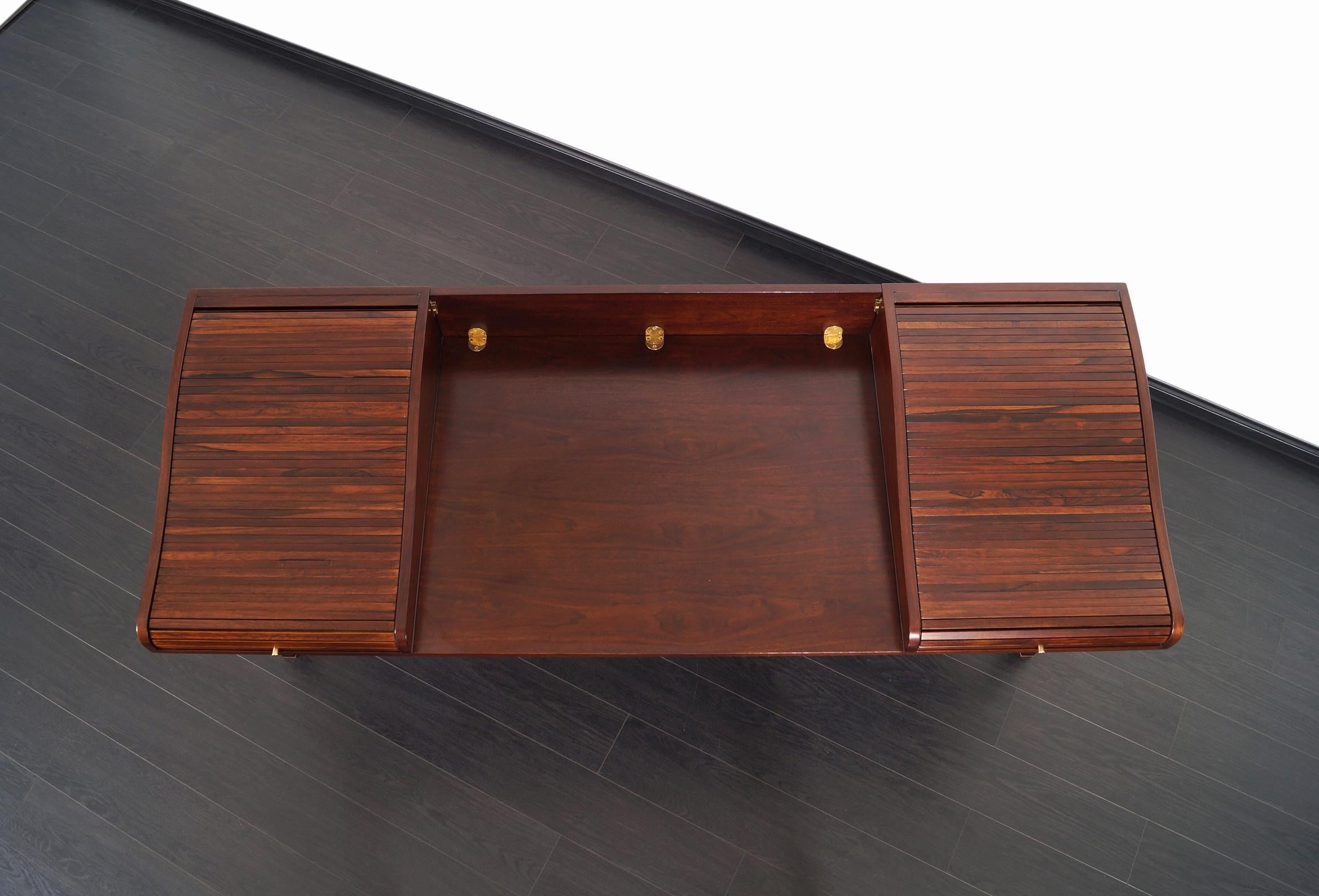 Vintage Executive Rosewood Tambour Doors Desk Model #452 by Edward J. Wormley 2