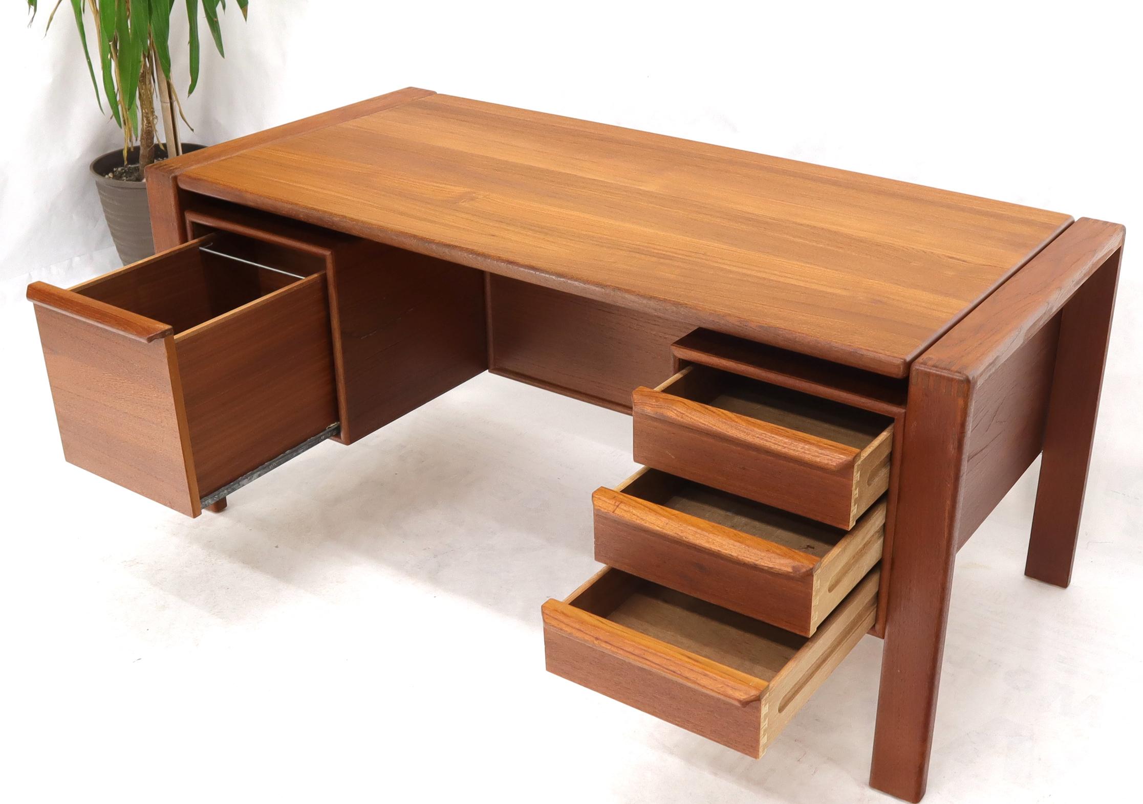 Executive Solid Teak Midcentury Danish Modern Desk with Bookcase and File Drawer 2