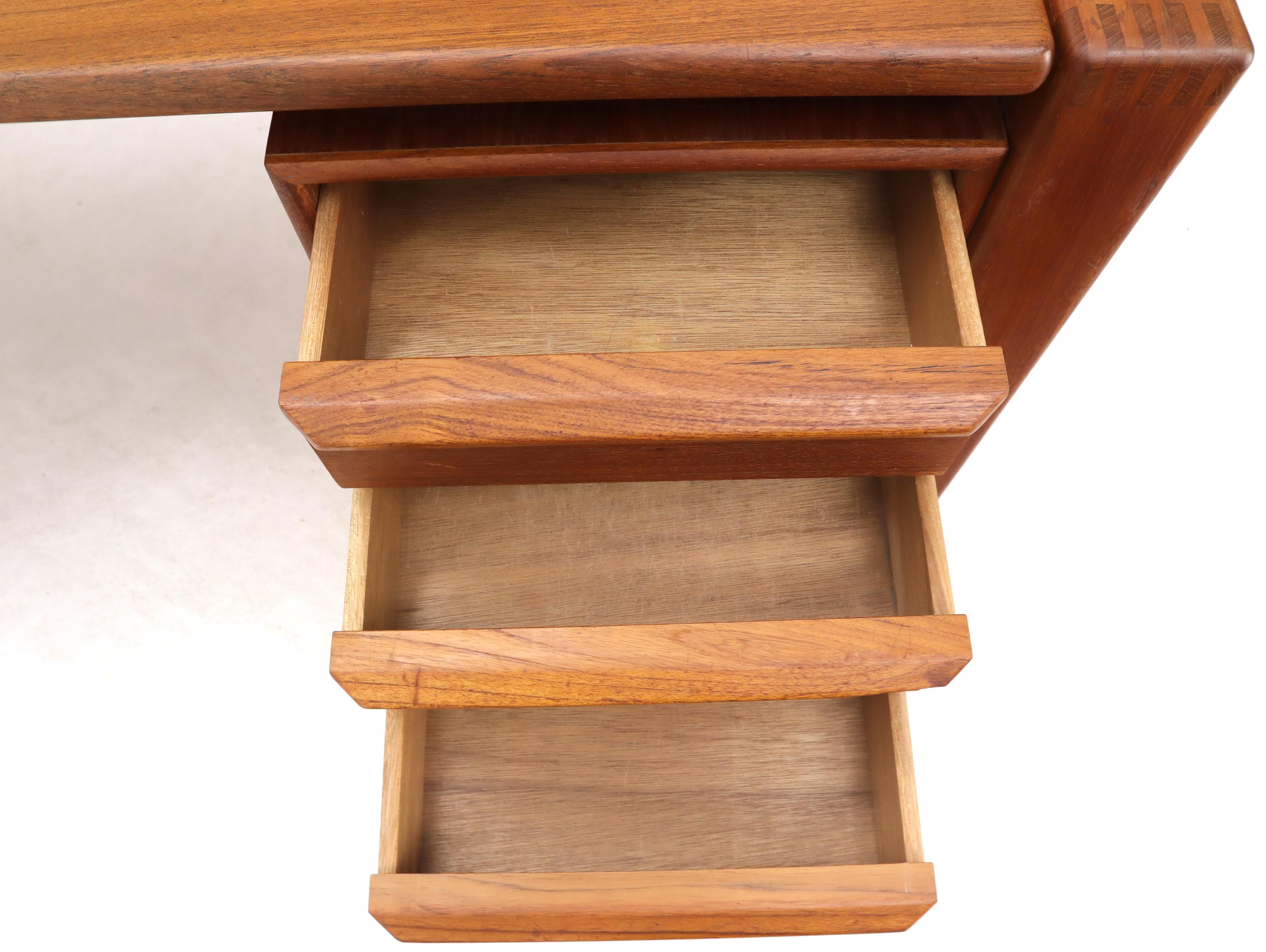 Executive Solid Teak Midcentury Danish Modern Desk with Bookcase and File Drawer 5