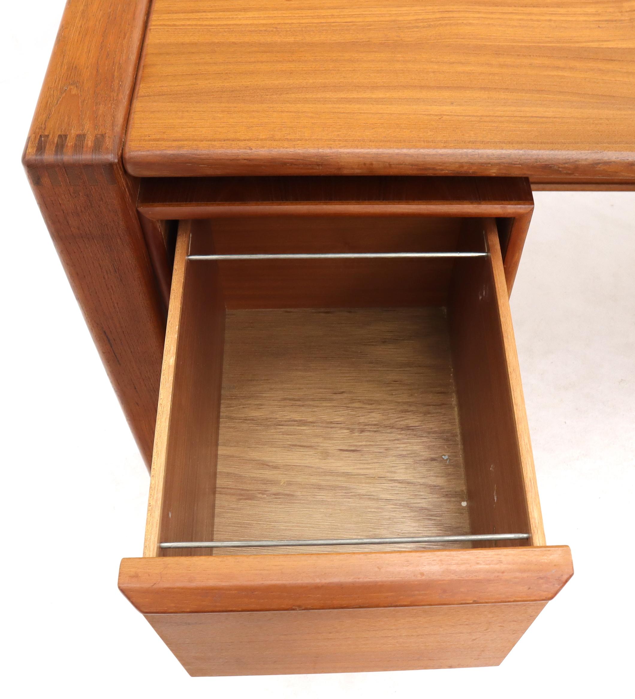 Executive Solid Teak Midcentury Danish Modern Desk with Bookcase and File Drawer 6