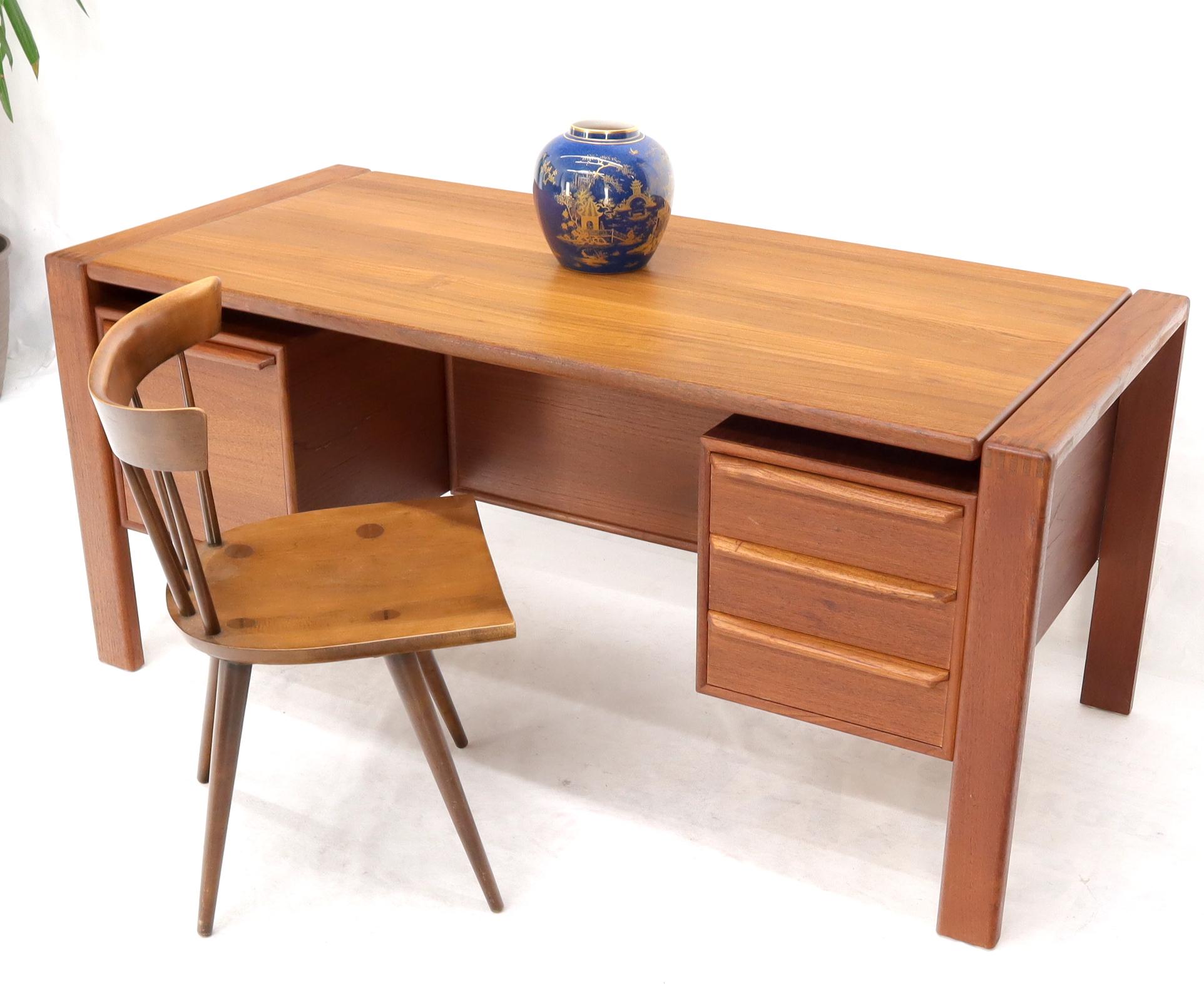 Executive Solid Teak Midcentury Danish Modern Desk with Bookcase and File Drawer 7