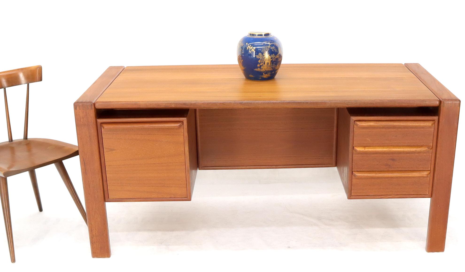 Executive Solid Teak Midcentury Danish Modern Desk with Bookcase and File Drawer 8