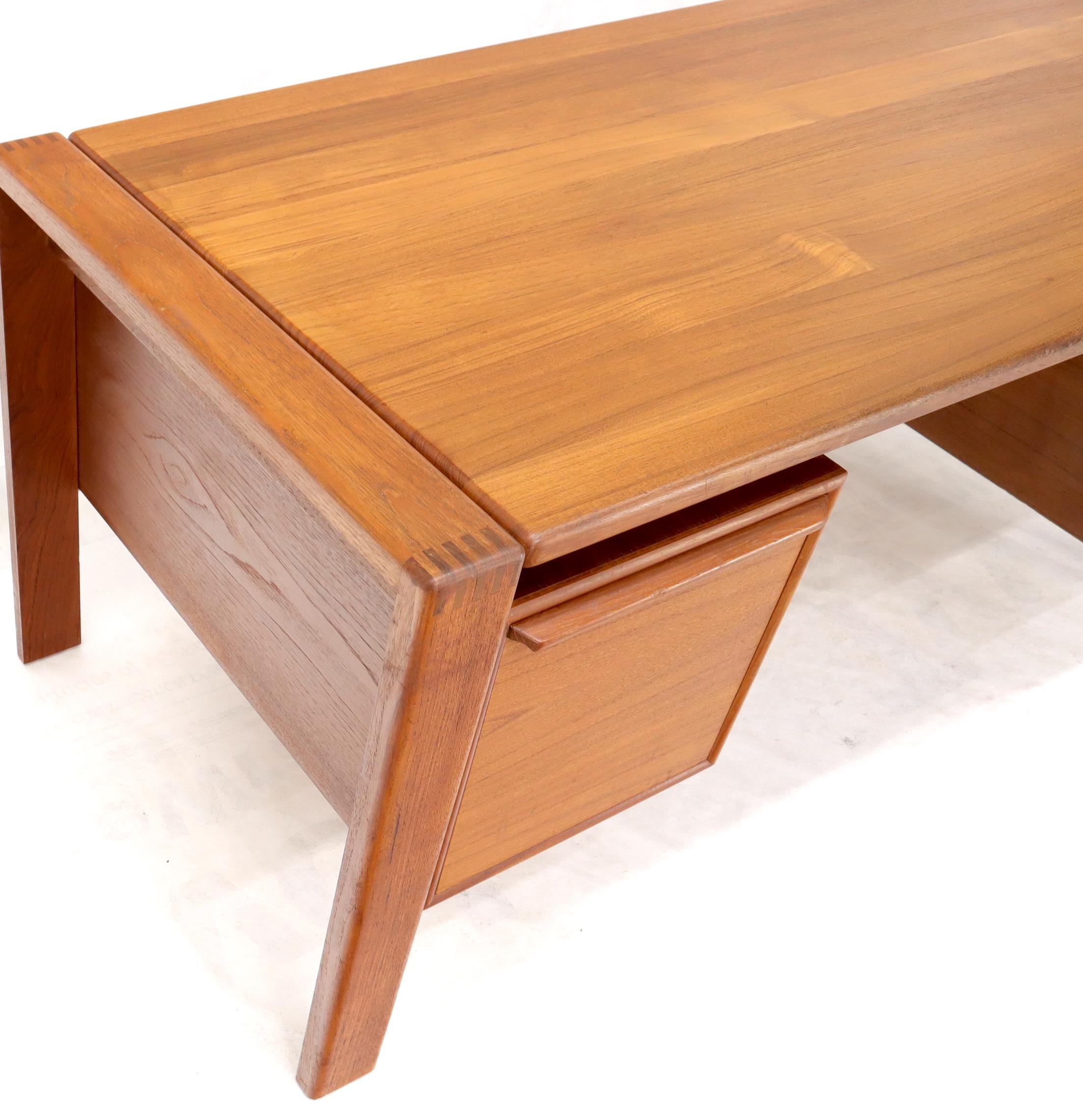 Mid-Century Modern Executive Solid Teak Midcentury Danish Modern Desk with Bookcase and File Drawer
