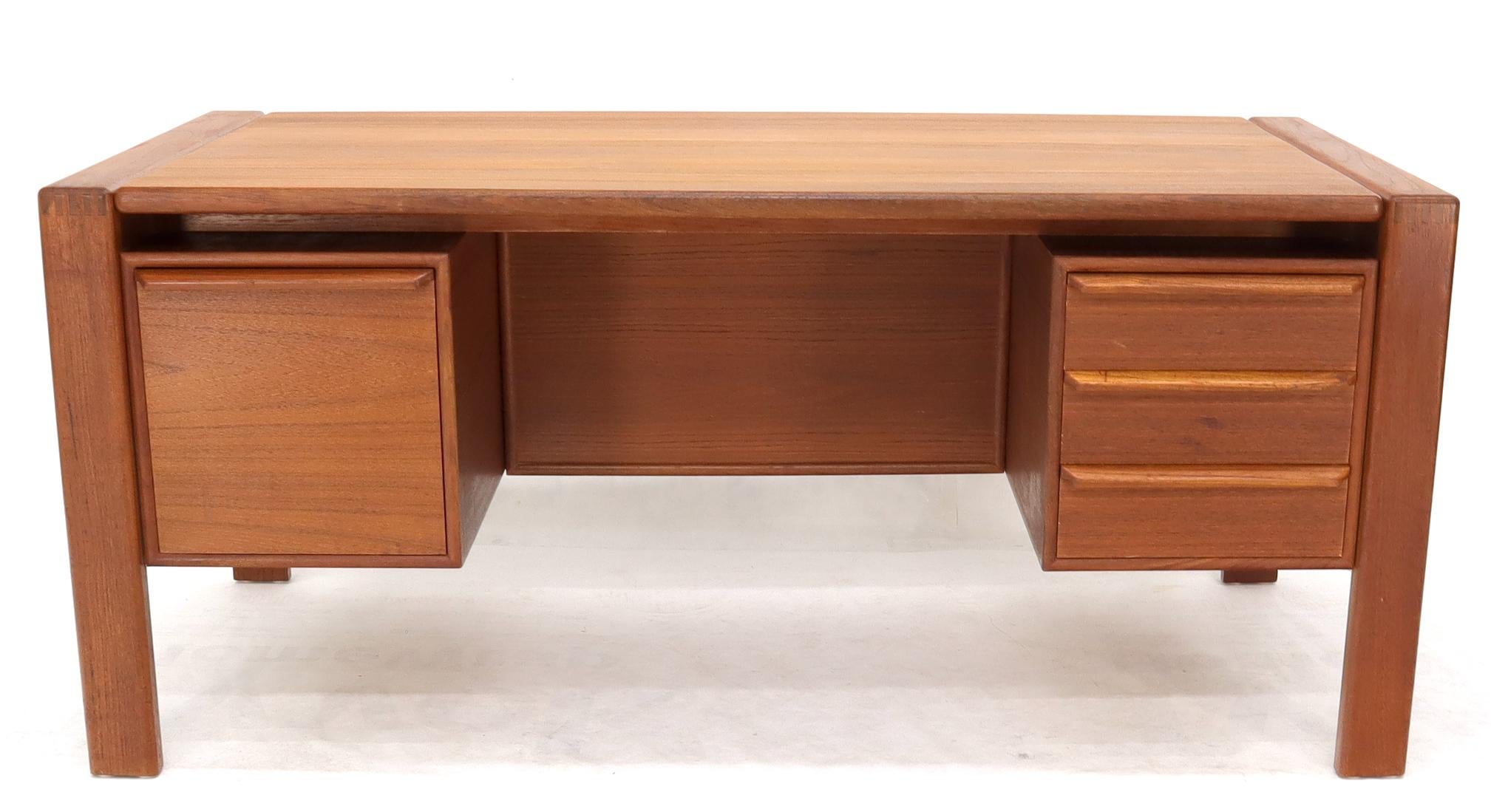 Lacquered Executive Solid Teak Midcentury Danish Modern Desk with Bookcase and File Drawer