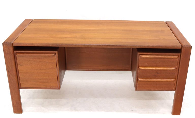 Executive Solid Teak Midcentury Danish Modern Desk with Bookcase and ...