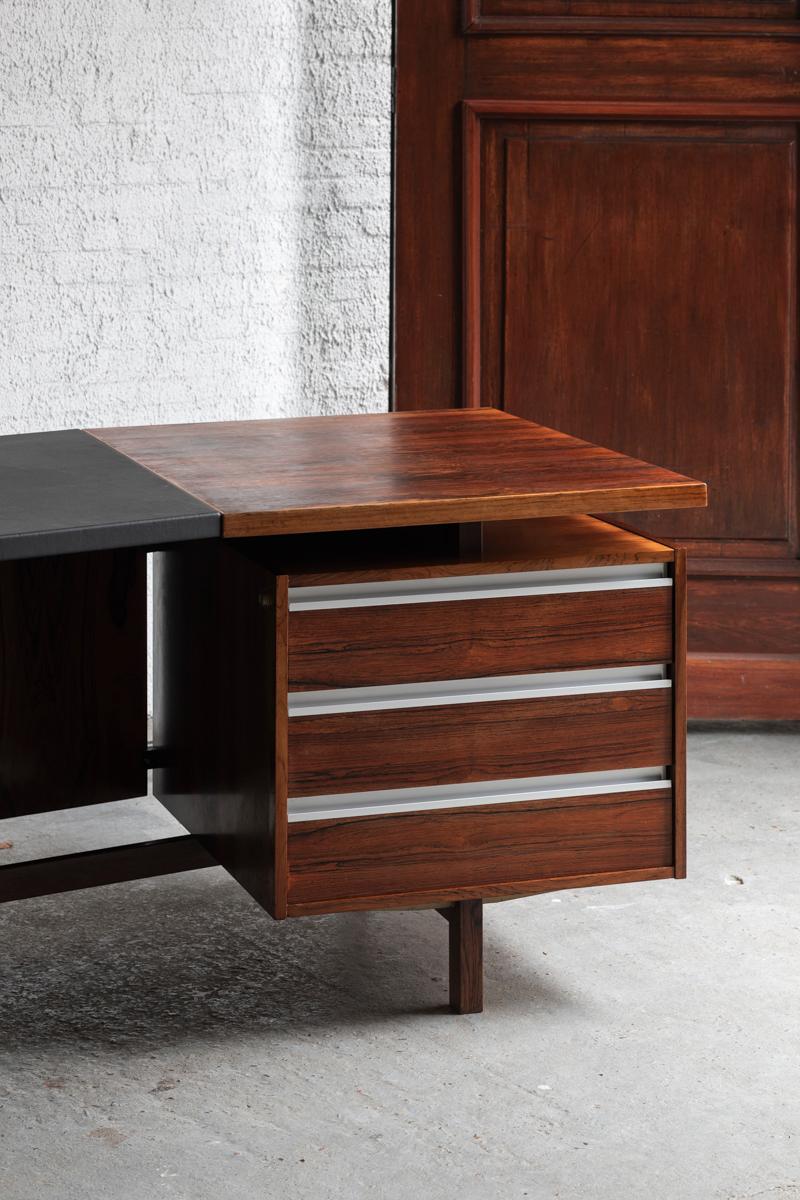 Faux Leather Executive writing desk by Kho Liang Ie for Fristho, Dutch design 1960's