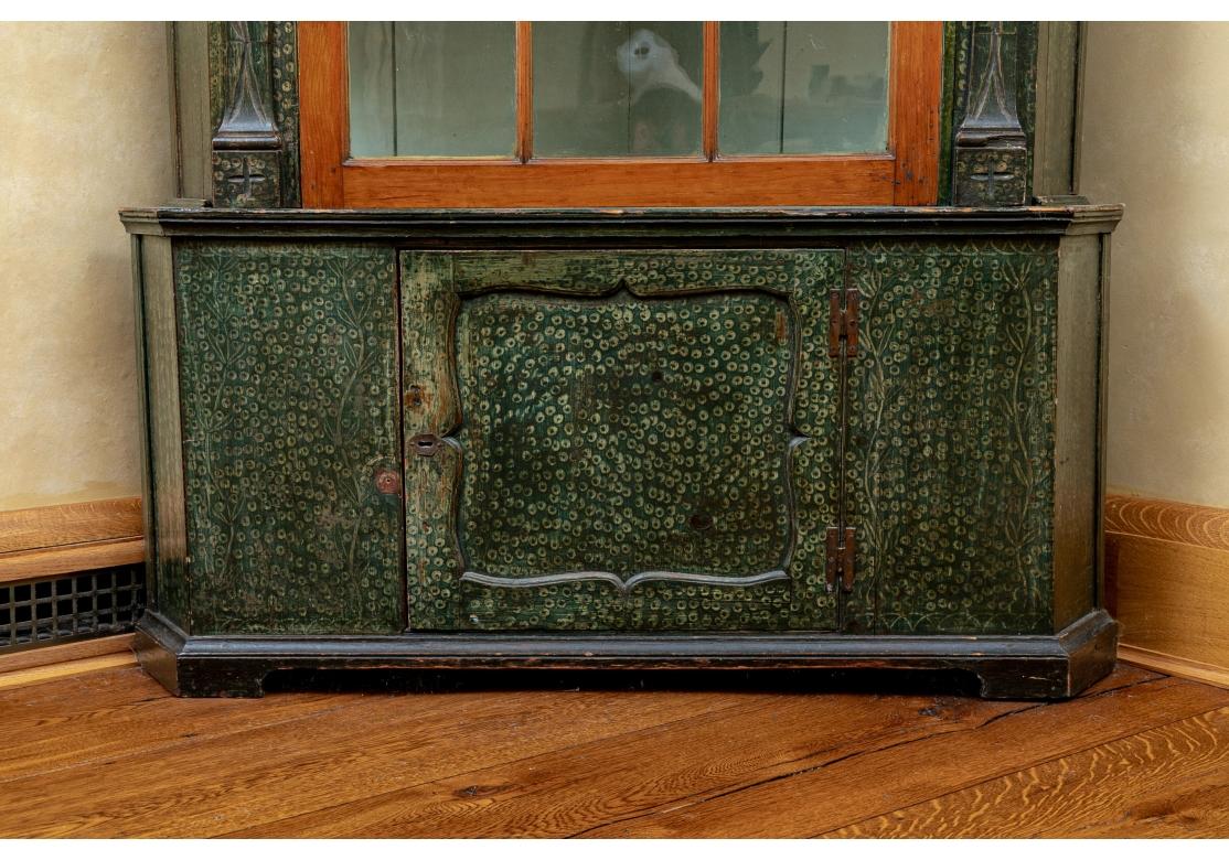 Glass Exemplary 18th Century Paint Decorated Corner Cabinet, Christie's Provenance For Sale