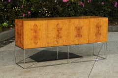 Crédence exemplaire en bois d'olivier assorti de Milo Baughman pour Thayer Coggin