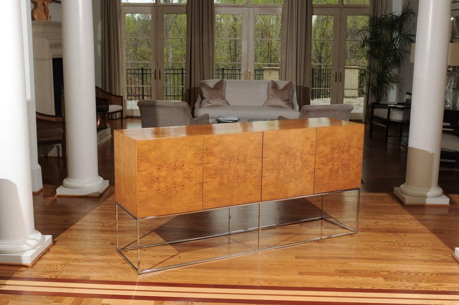 Mid-Century Modern Exemplary Bookmatched Olivewood Credenza by Milo Baughman for Thayer Coggin