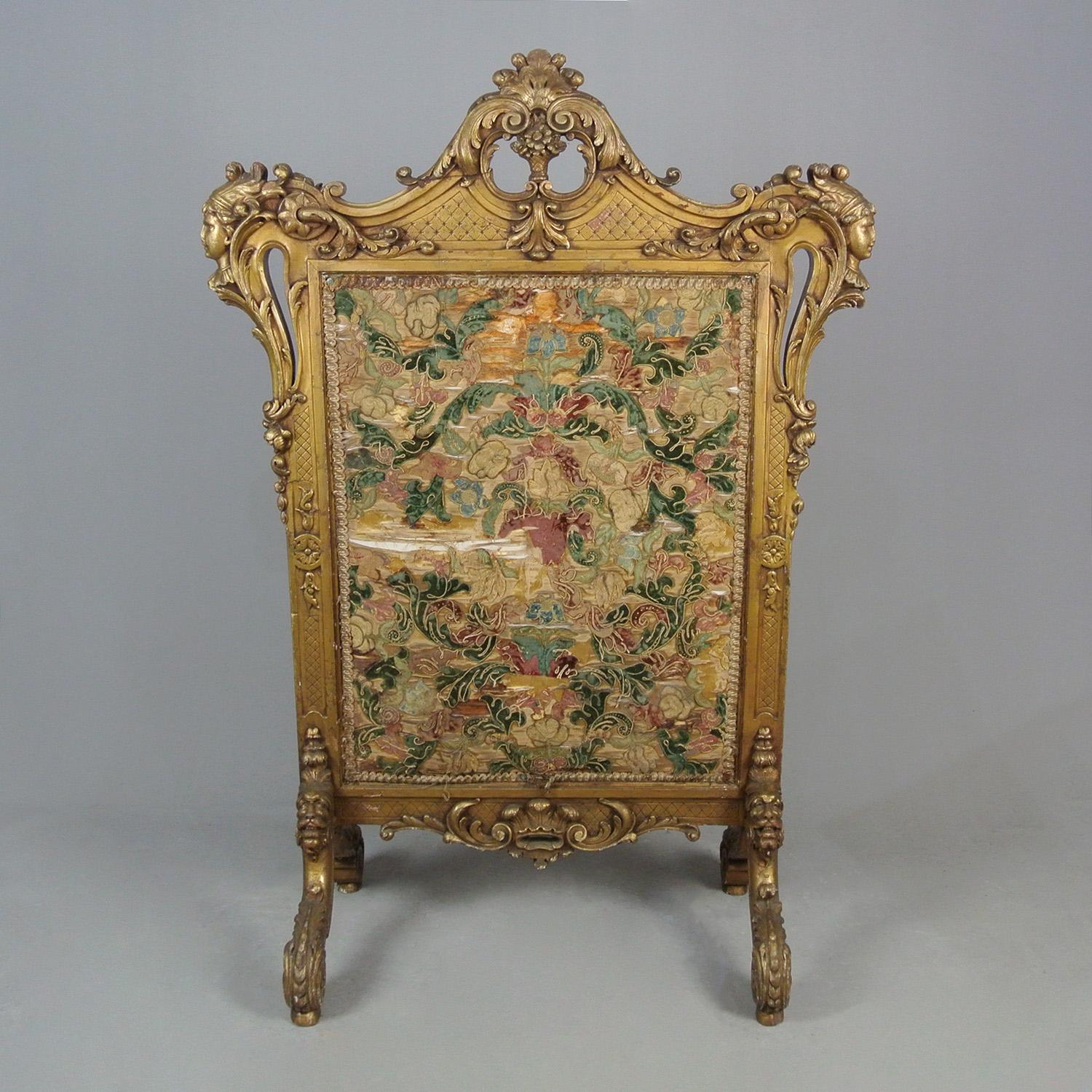 An extraordinary and beautiful firescreen made for a fire place of monumental size for a very wealthy patron.

Probably to a design by William Kent and made during in his lifetime.

The carved pine frame of exquisite detailing, with red clay bole