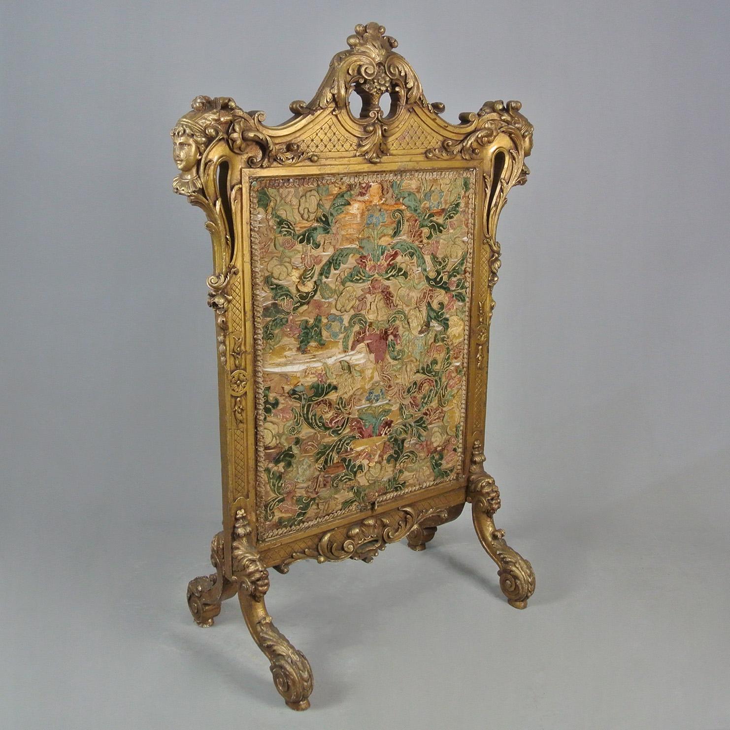 Exemplary George II Carved Giltwood Firescreen in the Manner of William Kent In Good Condition For Sale In Heathfield, GB