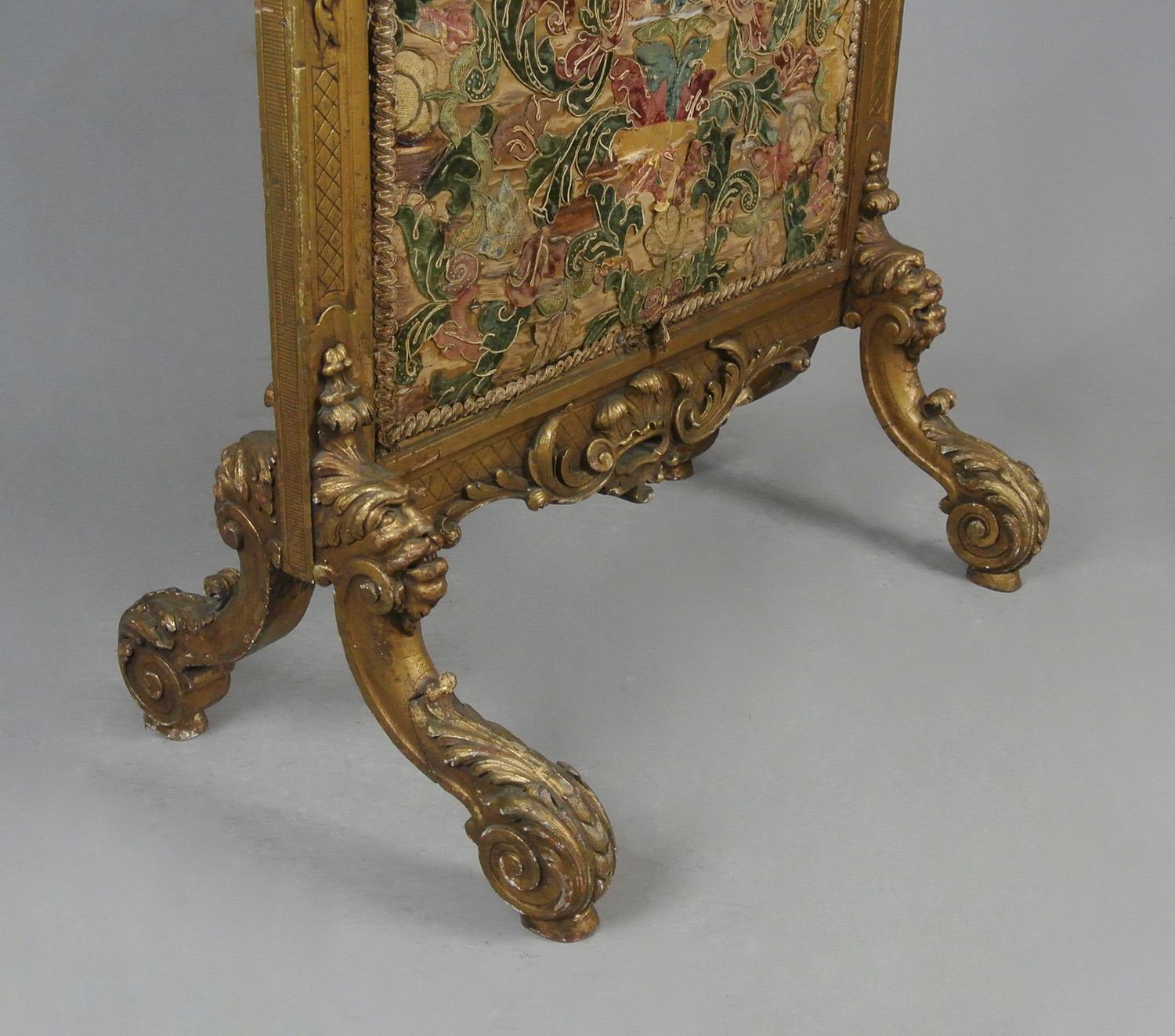 18th Century and Earlier Exemplary George II Carved Giltwood Firescreen in the Manner of William Kent For Sale
