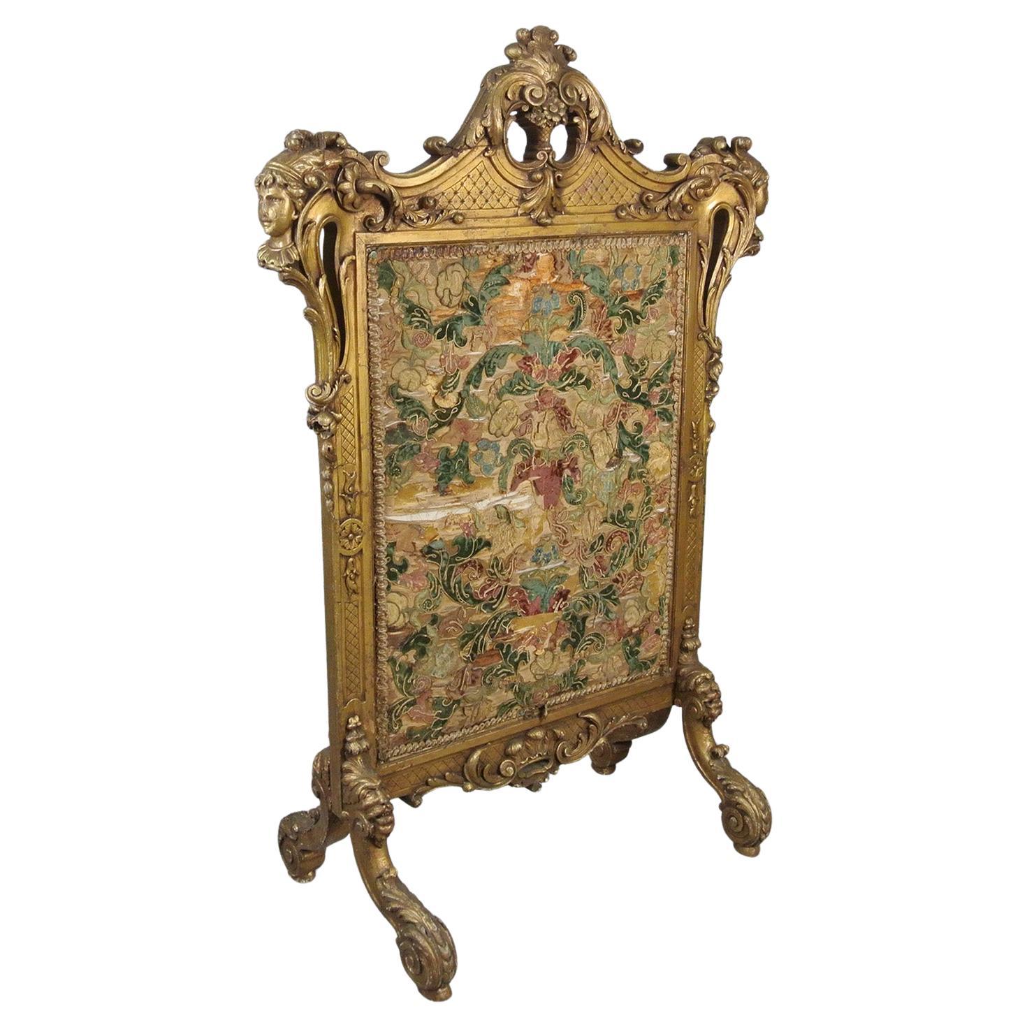 Exemplary George II Carved Giltwood Firescreen in the Manner of William Kent For Sale