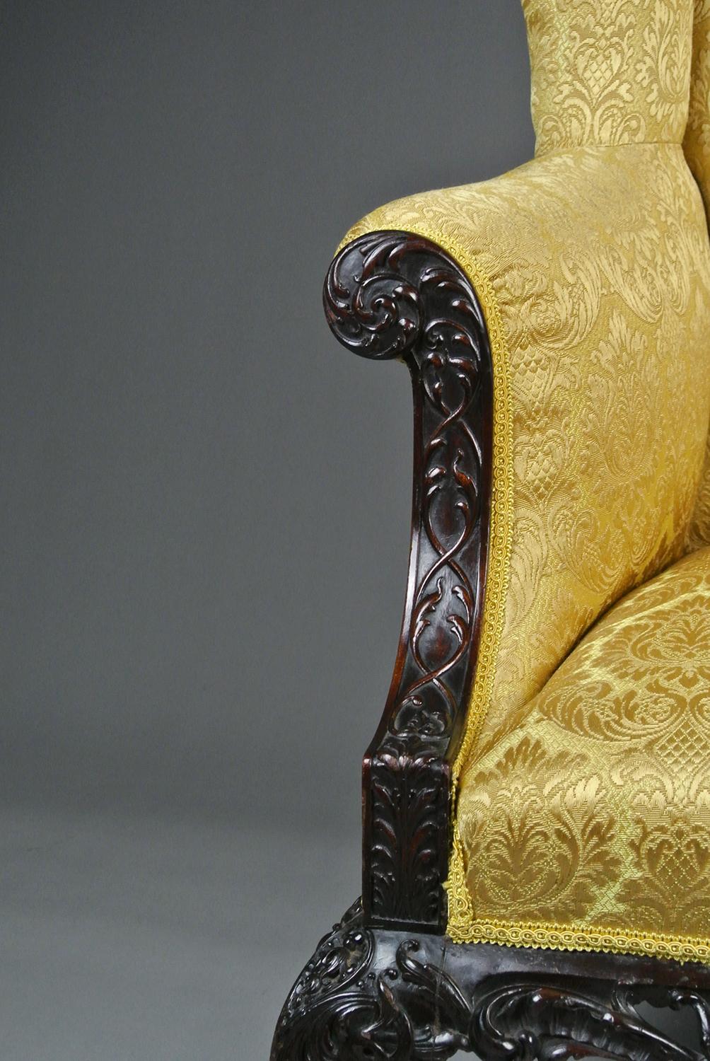 Mahogany Exemplary Georgian Irish Wing Back Chair c.1750  