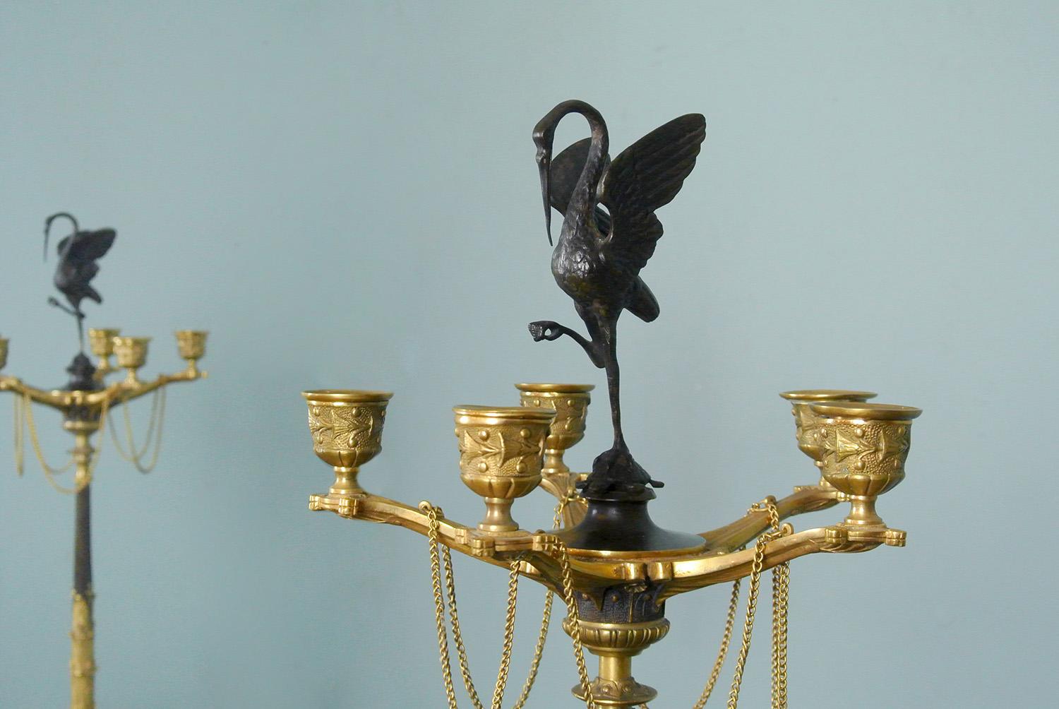 Exemplaire exemplaire de candélabre Barbedienne en bronze et bronze doré vers 1880 Bon état - En vente à Heathfield, GB
