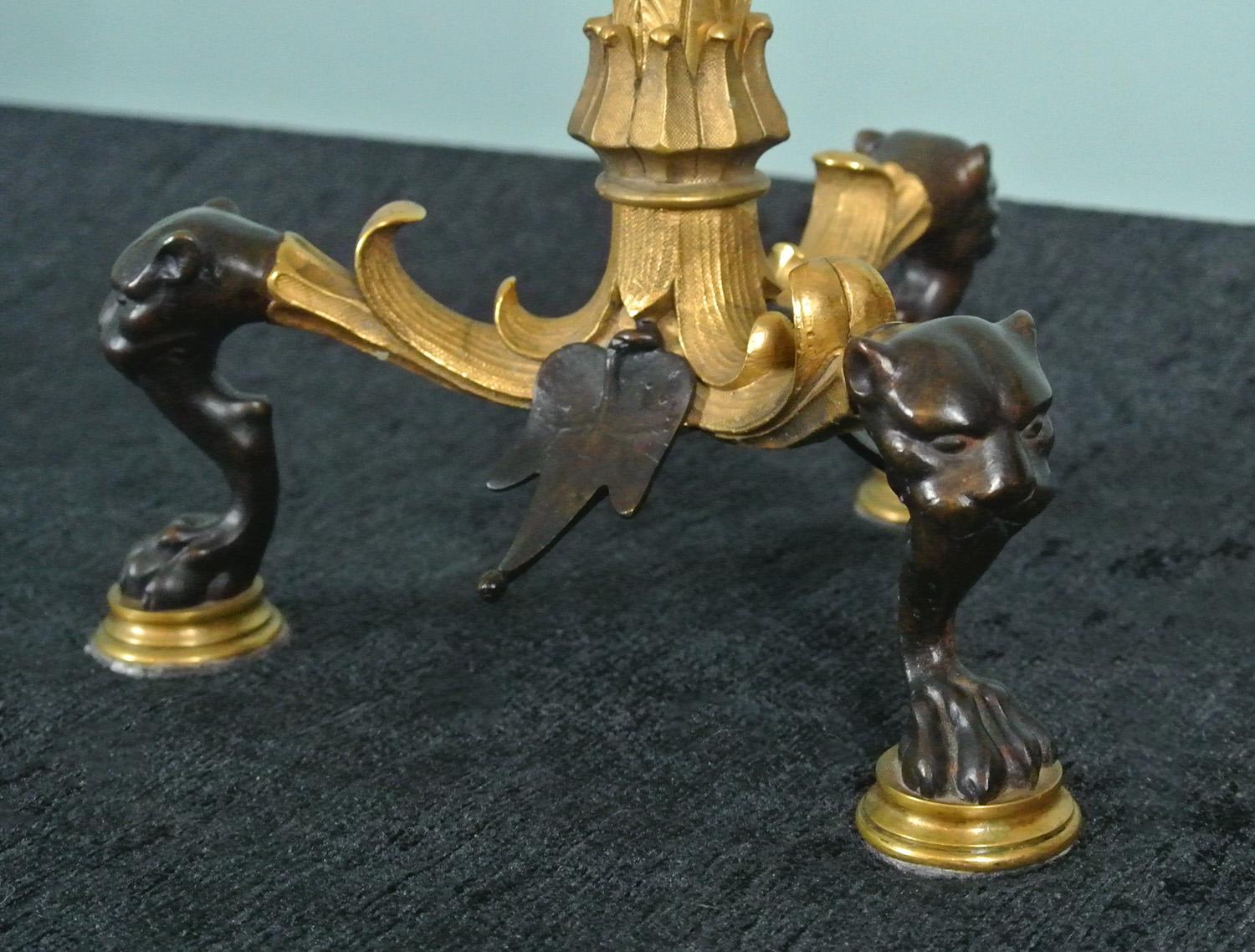 XIXe siècle Exemplaire exemplaire de candélabre Barbedienne en bronze et bronze doré vers 1880 en vente