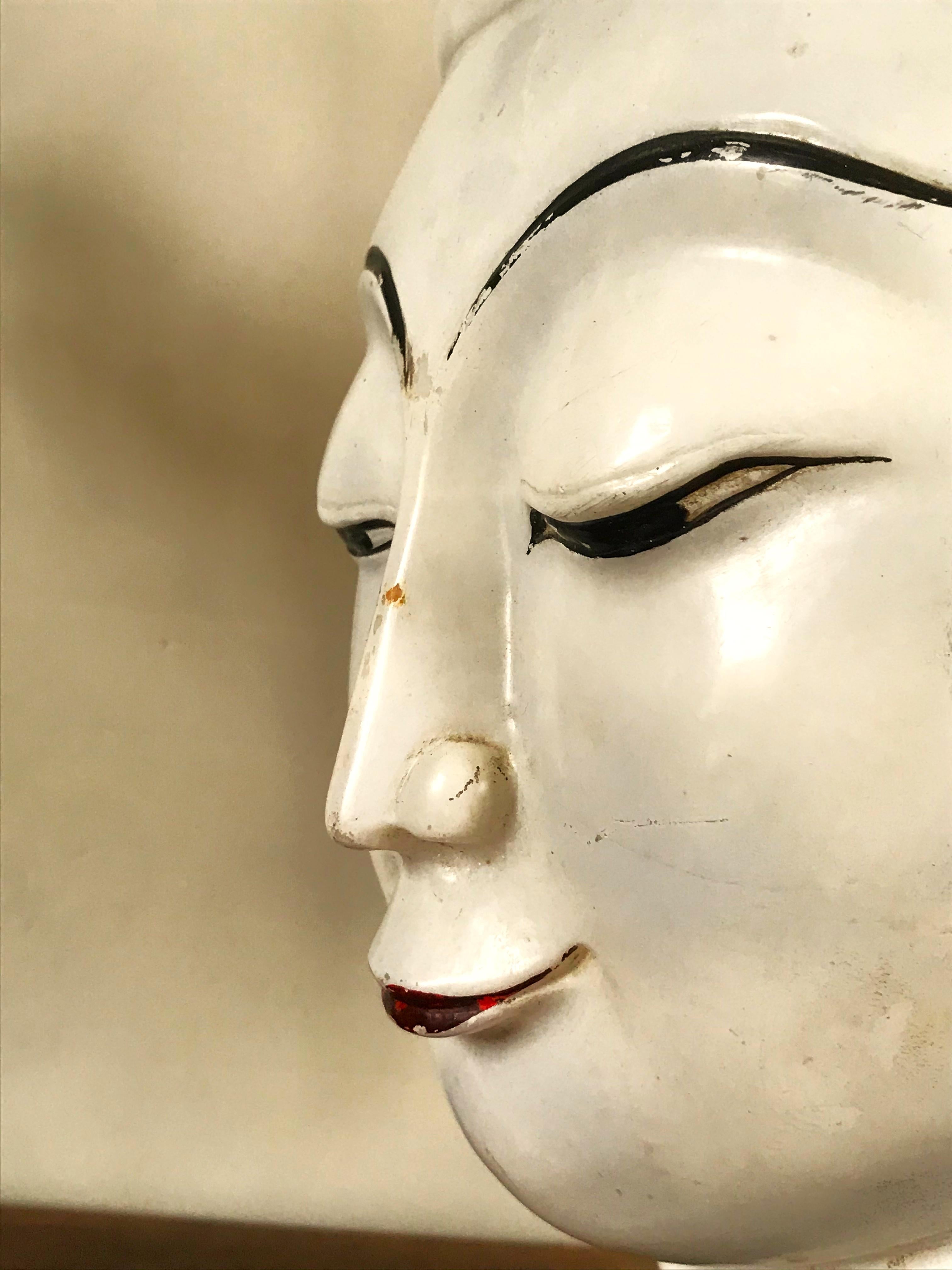 Exceptional Burmese Buddha Head Lacquered Marble 4