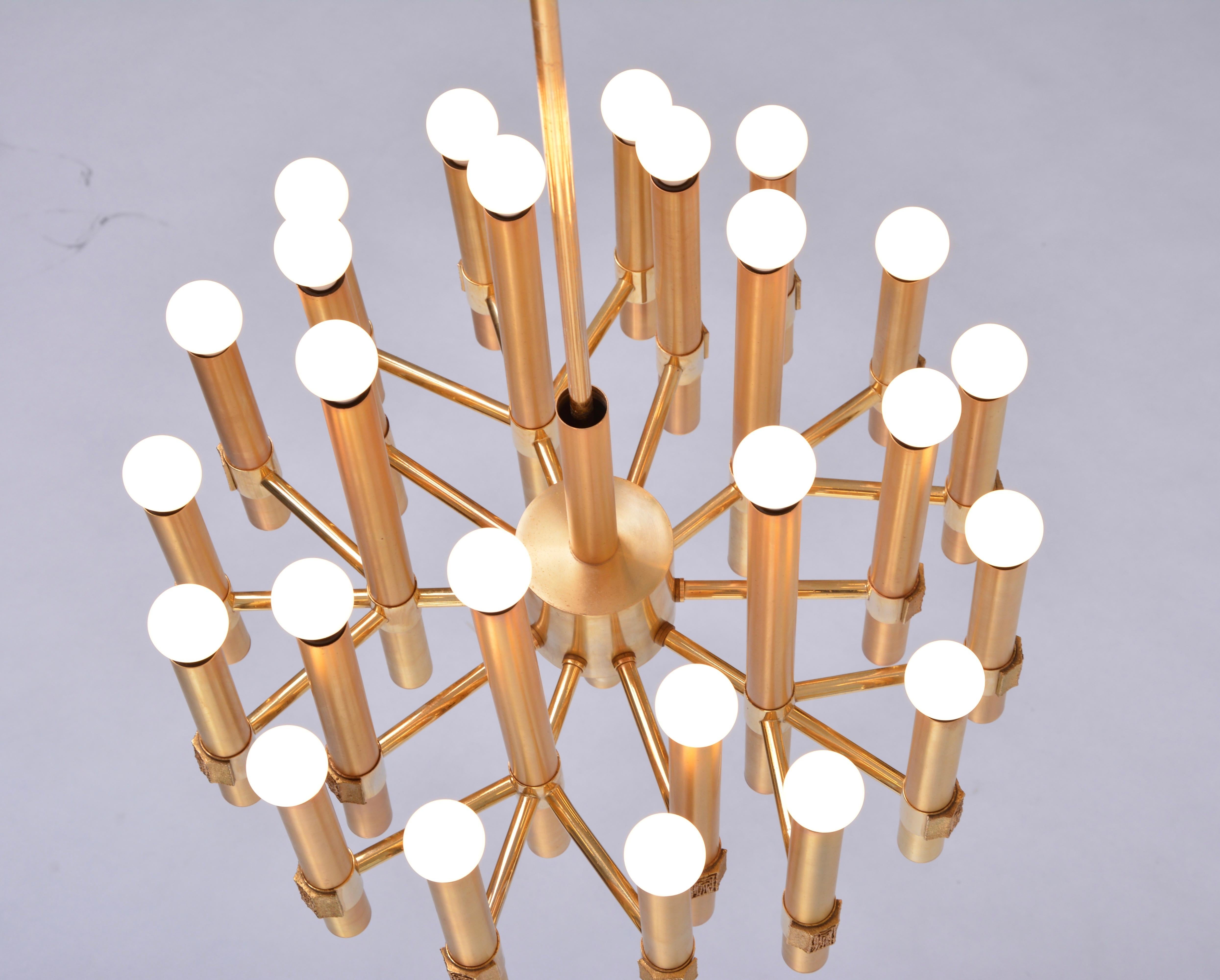 Gold colored Mid-Century Modern Chandelier by Angelo Brotto for Esperia Italia For Sale 5
