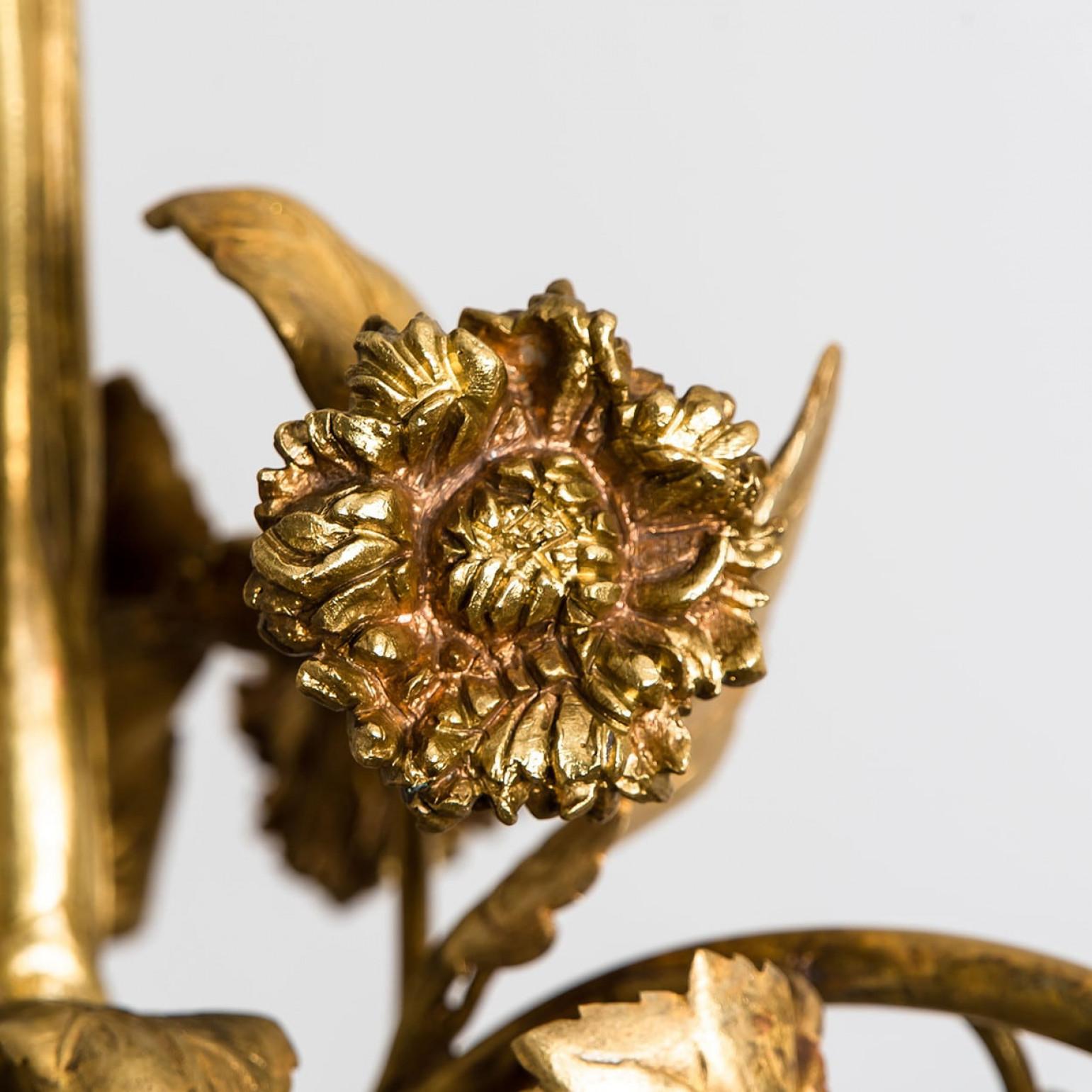 Lampadario in bronzo dorato e vetro, Francia, 1890 circa in vendita 6