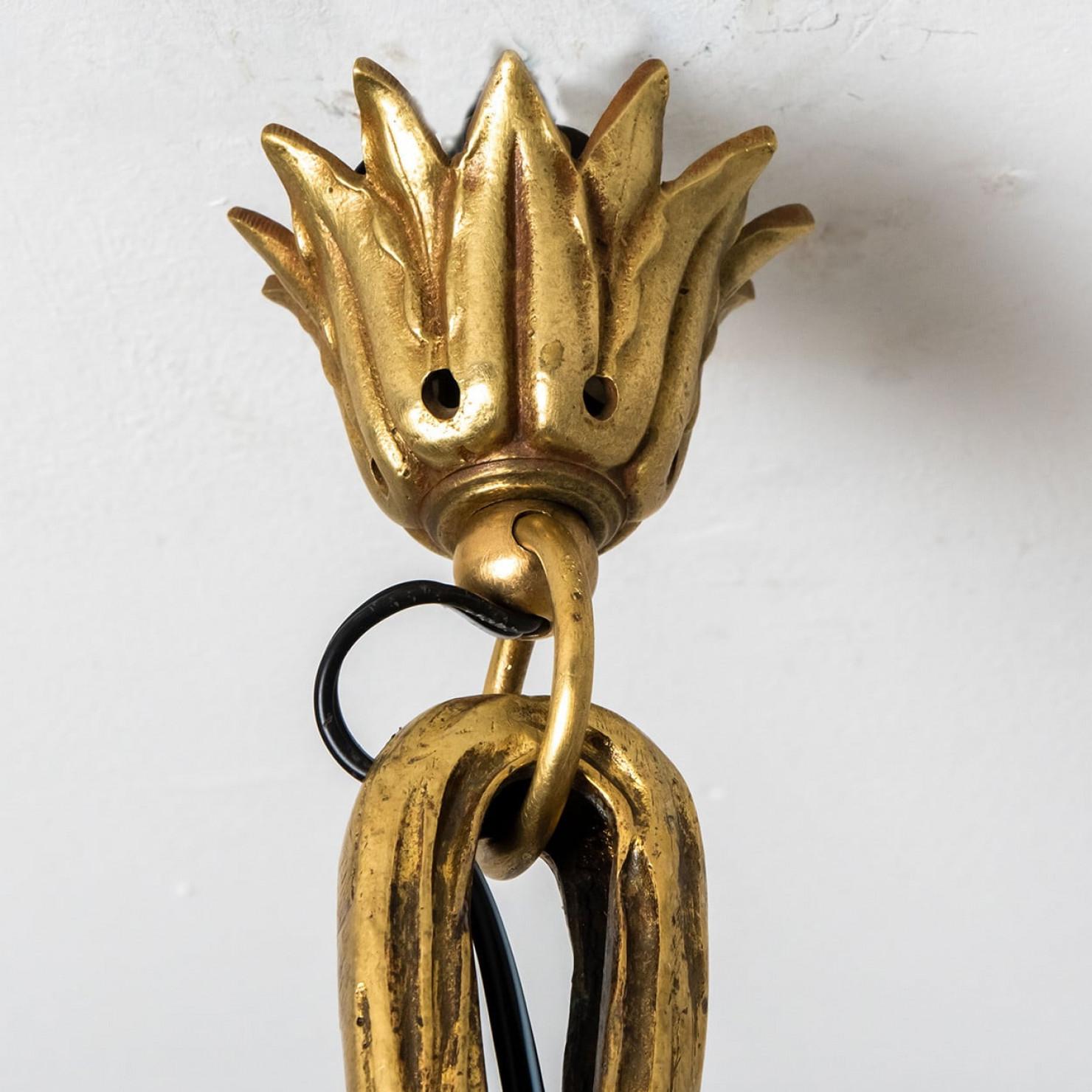 Lampadario in bronzo dorato e vetro, Francia, 1890 circa in vendita 8