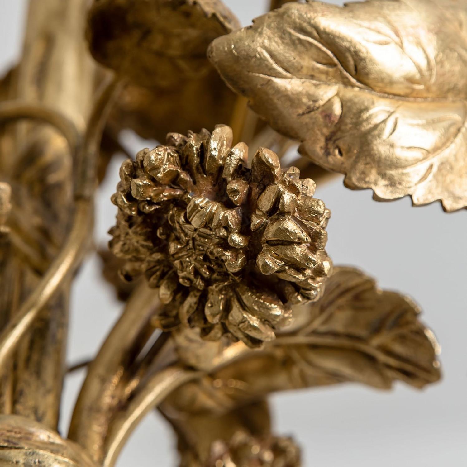 Lampadario in bronzo dorato e vetro, Francia, 1890 circa in vendita 1