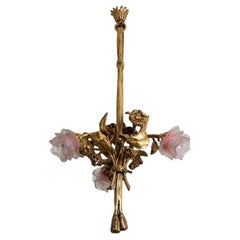 Antique Exeptional Gilt Bronze and Glass Chandelier, France, circa 1890