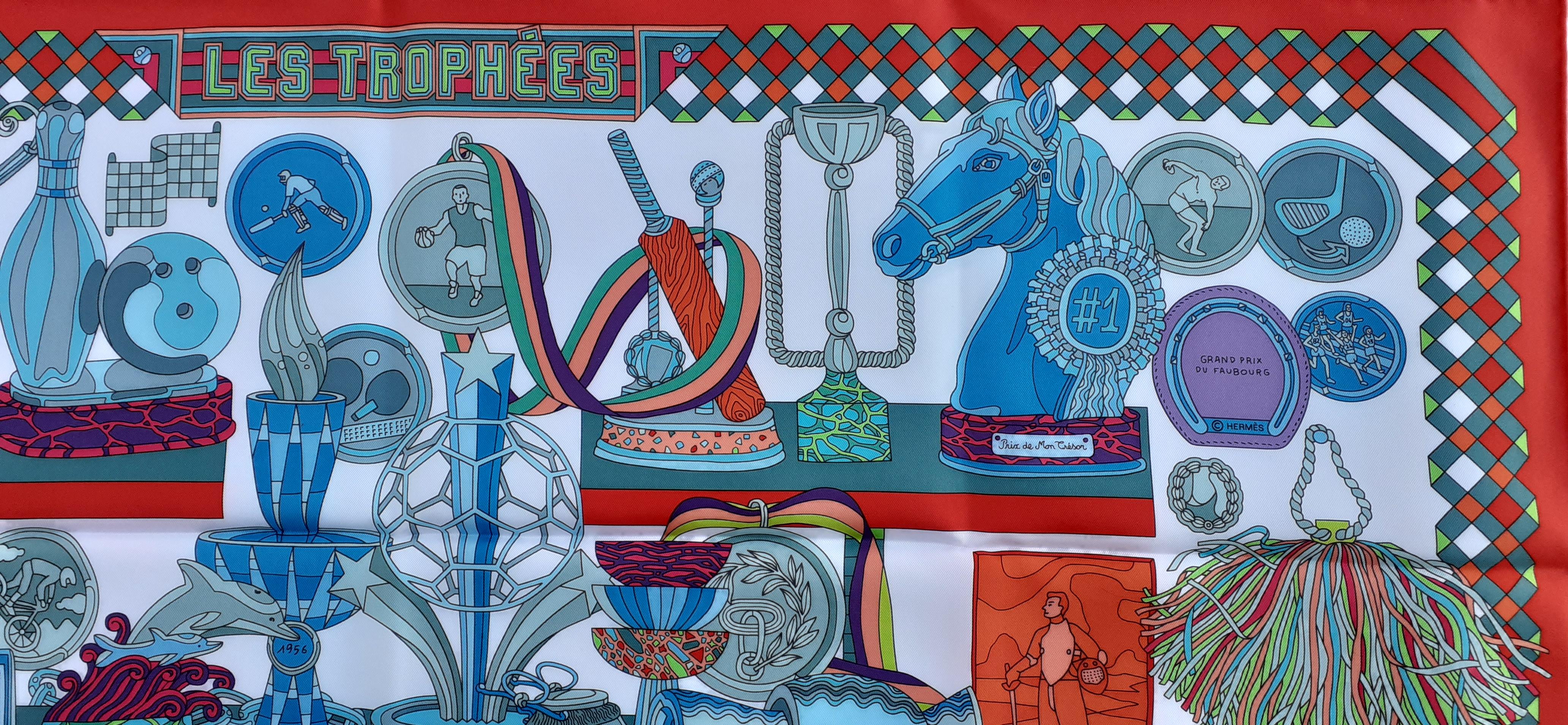 Exeptional Hermès Silk Scarf Les Trophées Special Edition AS MONACO FC Rare 3