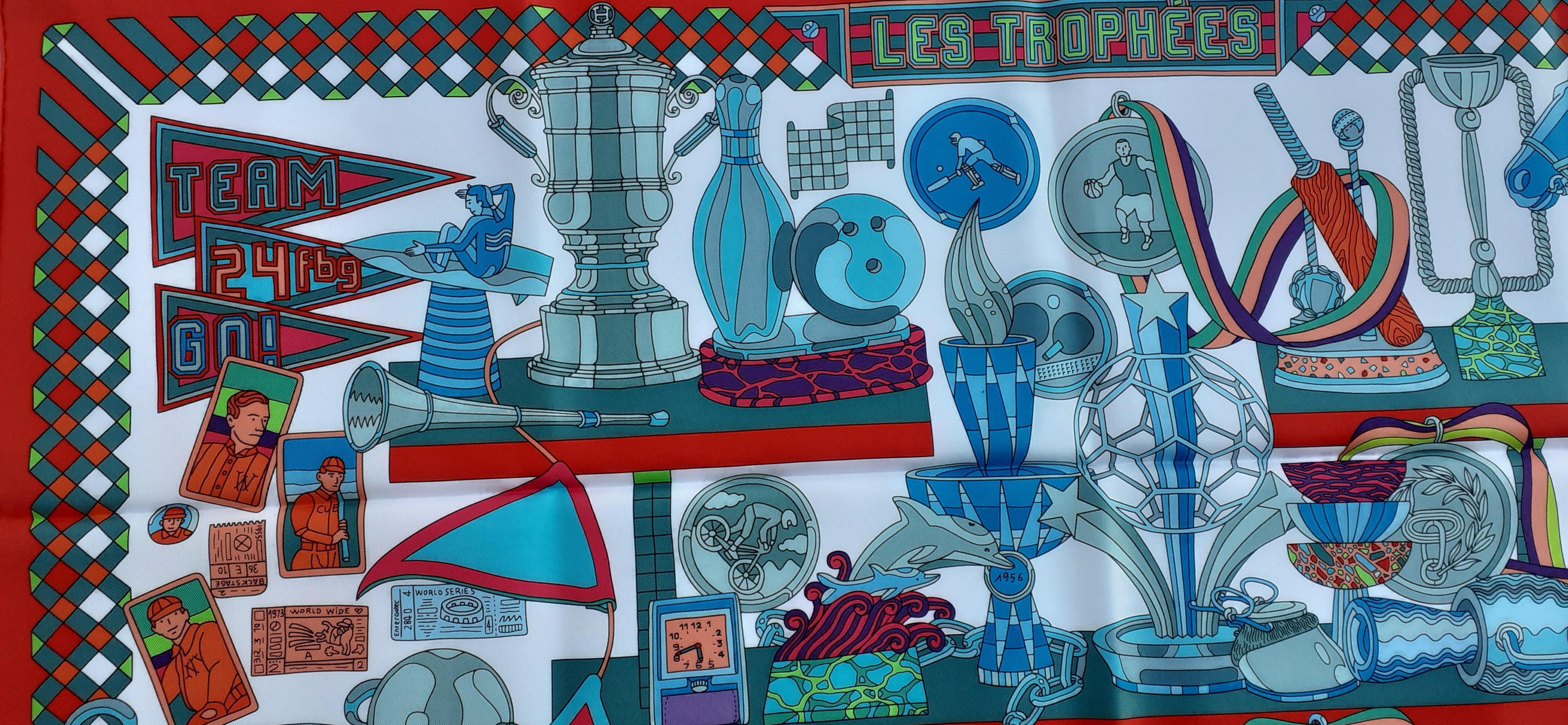 Exeptional Hermès Silk Scarf Les Trophées Special Edition AS MONACO FC Rare 4