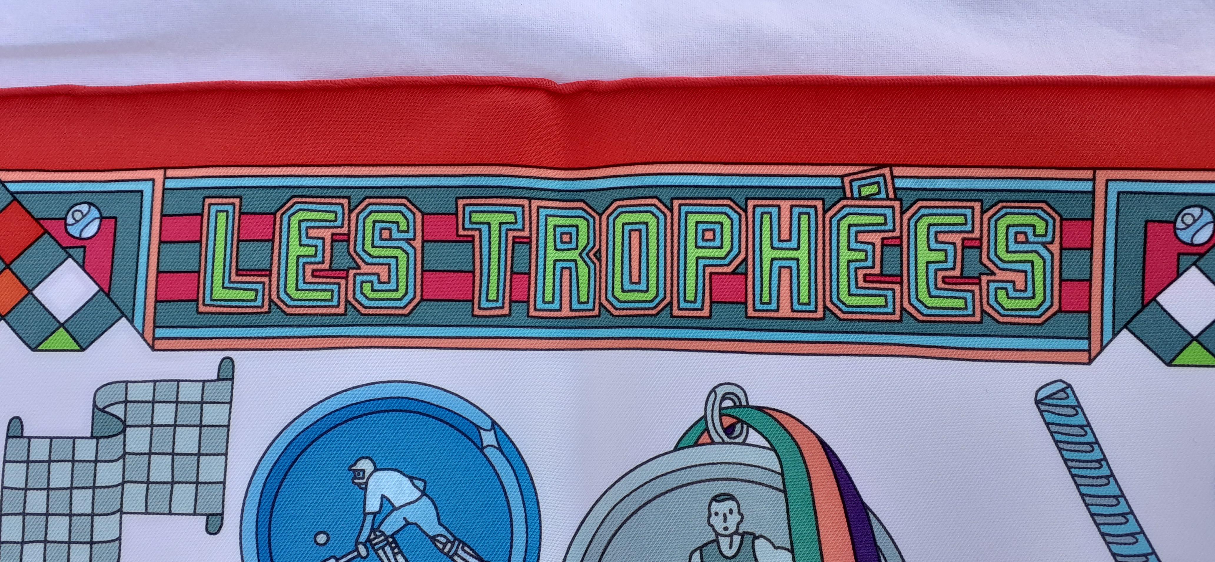 Exeptional Hermès Silk Scarf Les Trophées Special Edition AS MONACO FC Rare 7