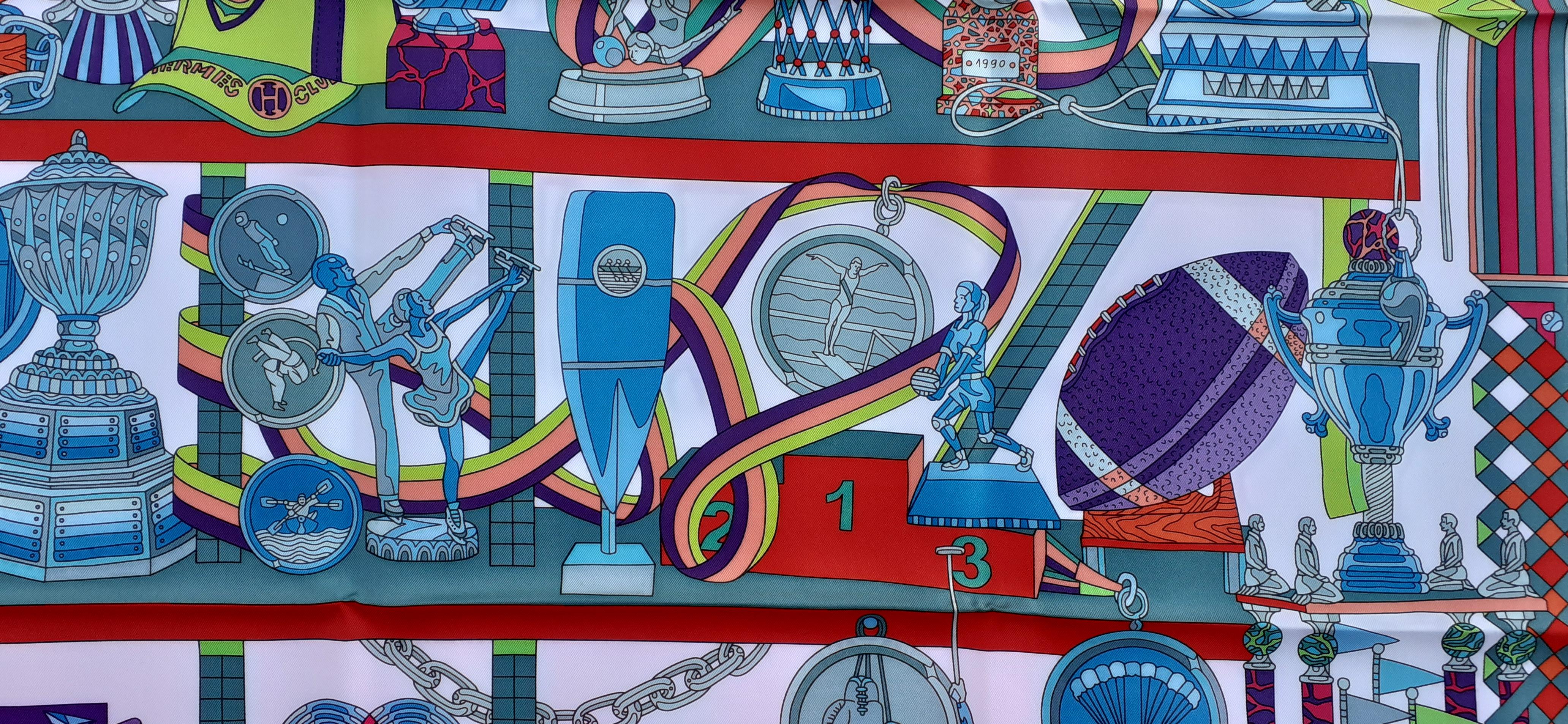 Women's or Men's Exeptional Hermès Silk Scarf Les Trophées Special Edition AS MONACO FC Rare