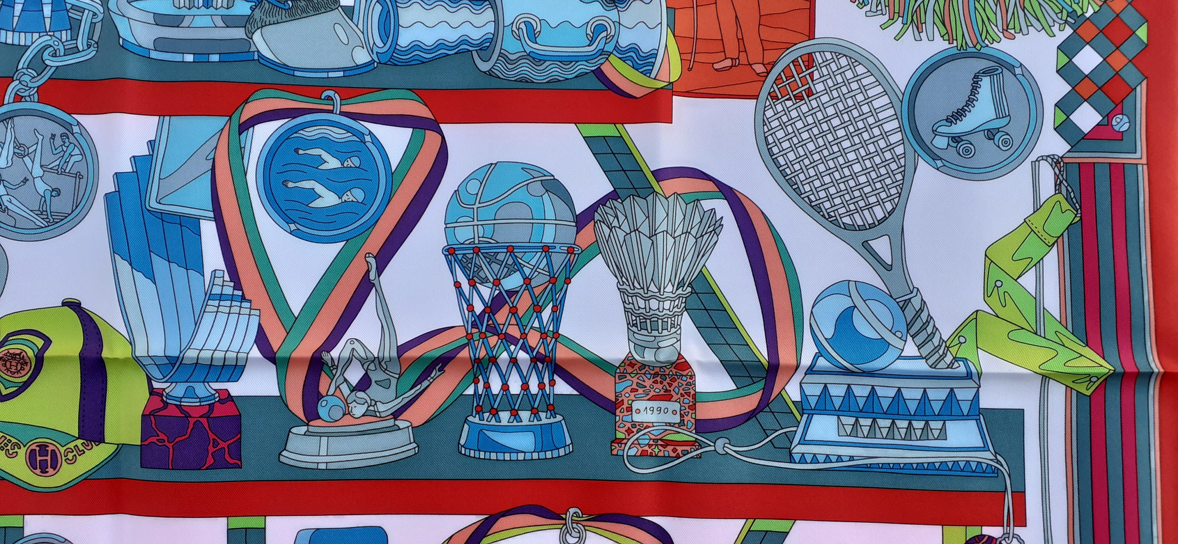 Exeptional Hermès Silk Scarf Les Trophées Special Edition AS MONACO FC Rare 1