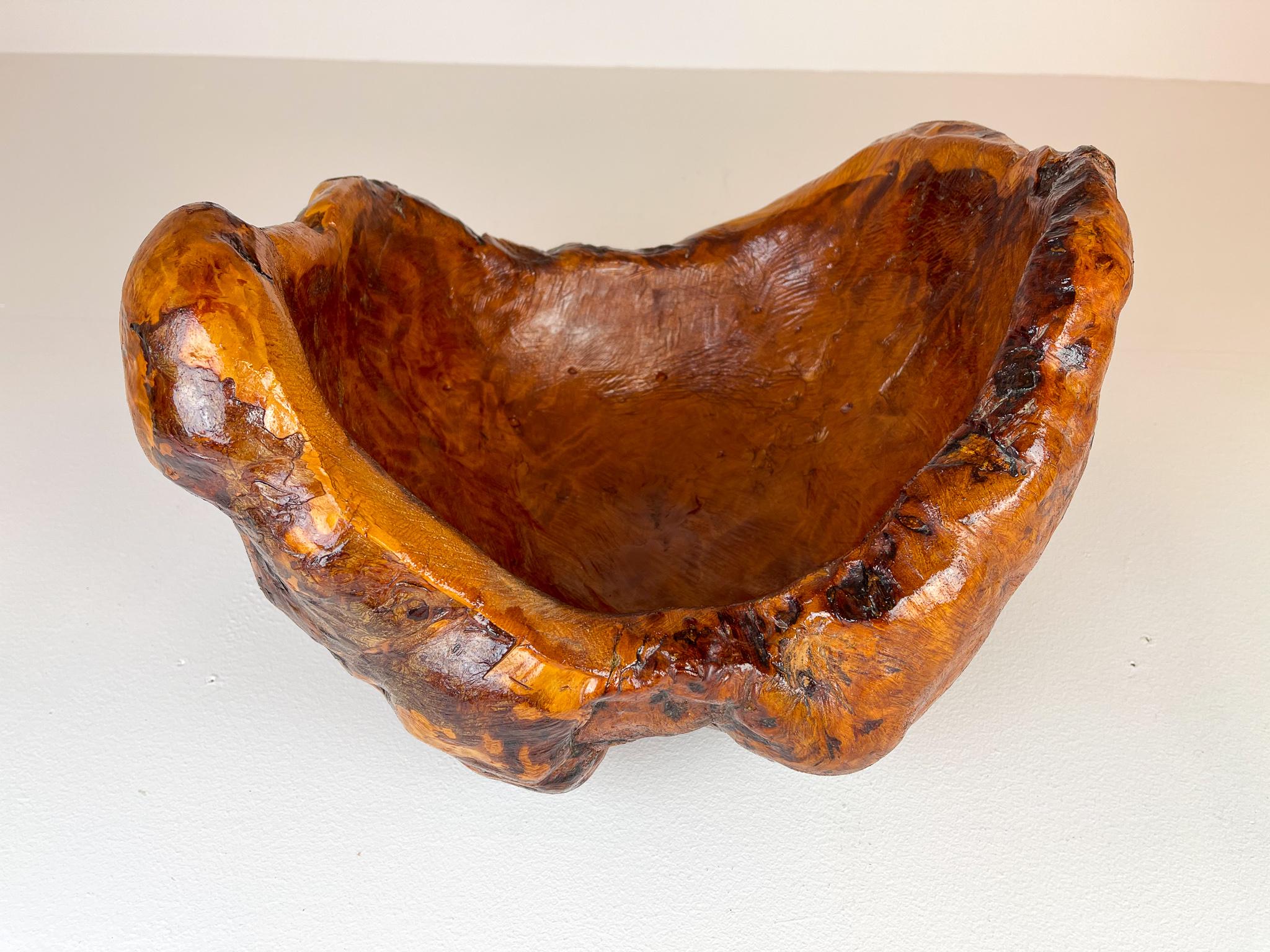 Exepcional cuenco grande de arce orgánico del arte popular sueco, hacia 1960 Abeto en venta