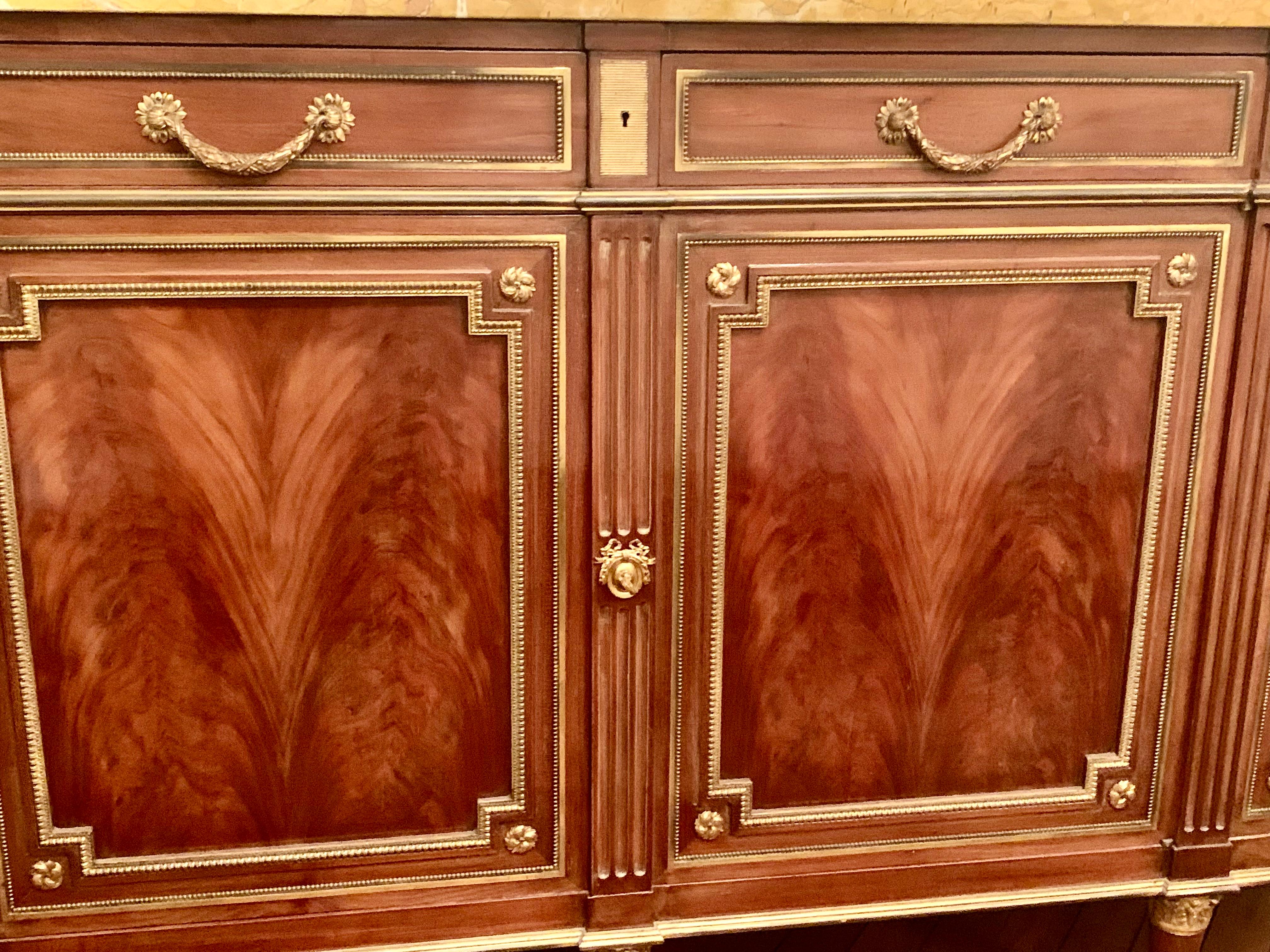 French Exceptional sideboard mahogany with bronze by linke For Sale