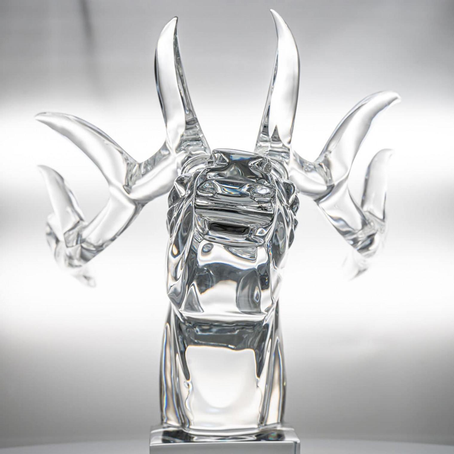 Exeptional XXL Baccarat Signed Crystal Hirschkopf Skulptur, Frankreich im Angebot 1